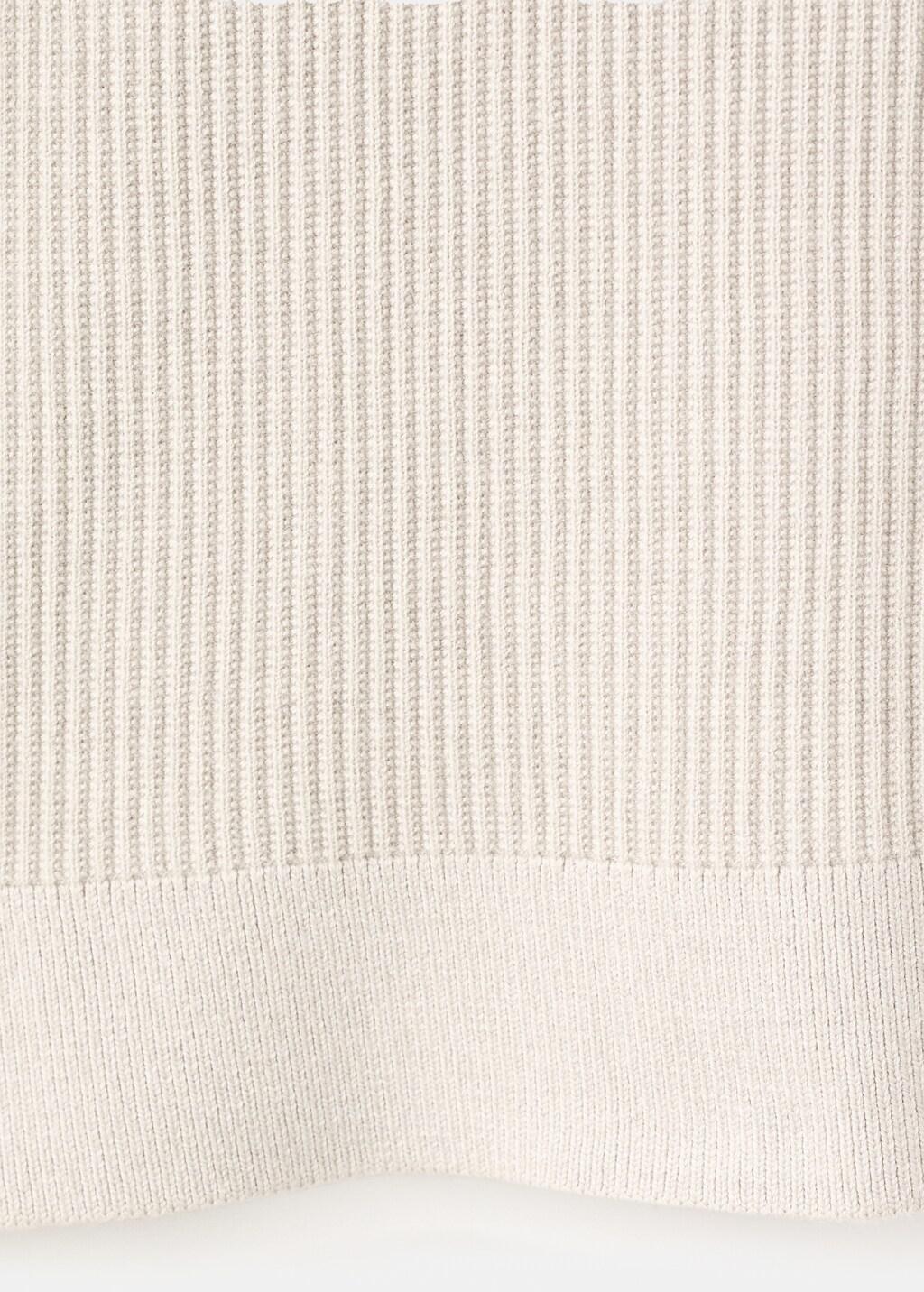 Beige Cotton-Blend Ribbed Polo Sweater, Light Beige, large image number 5
