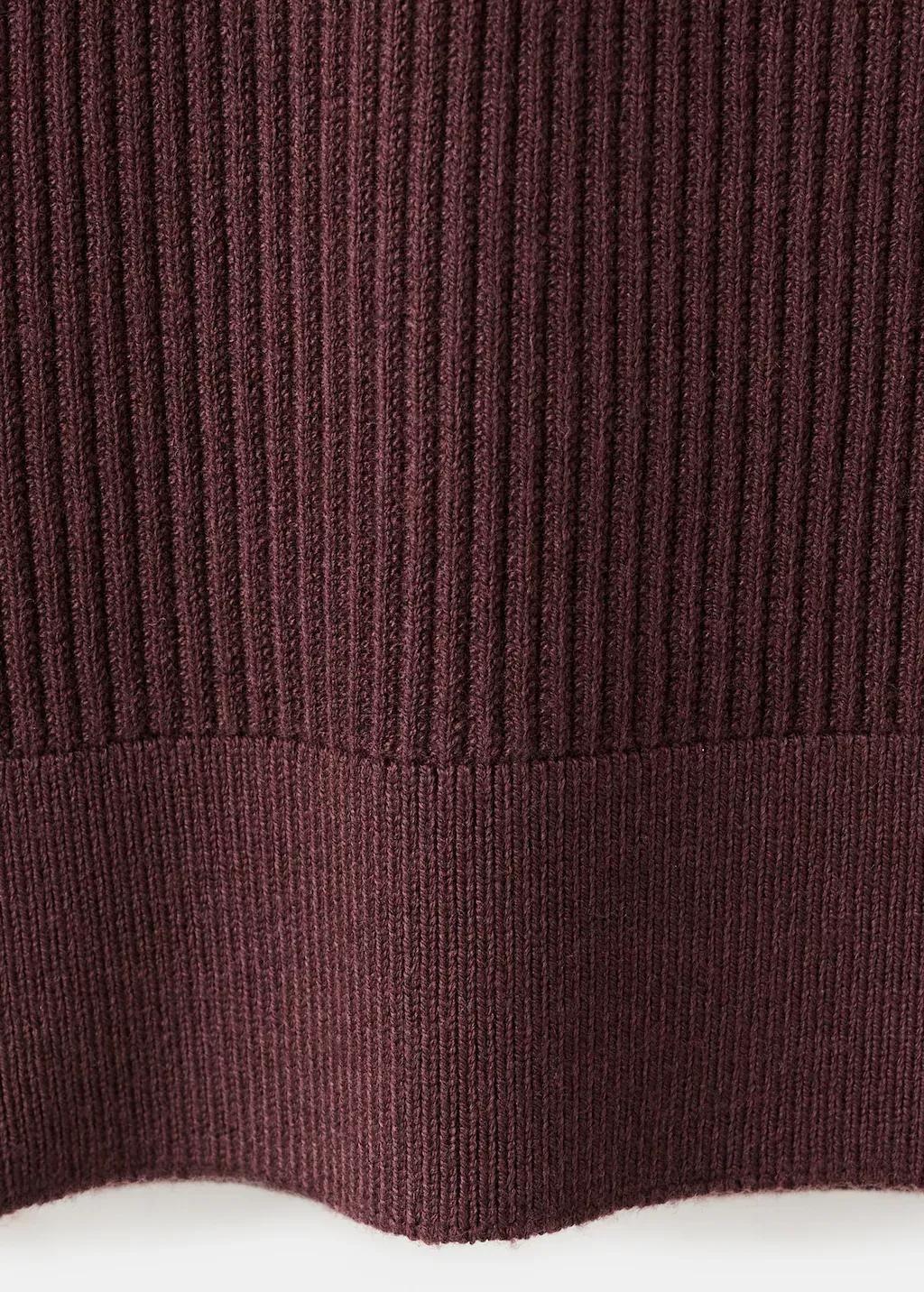 Red Cotton-Blend Ribbed Polo Sweater, Dark Red, large image number 5
