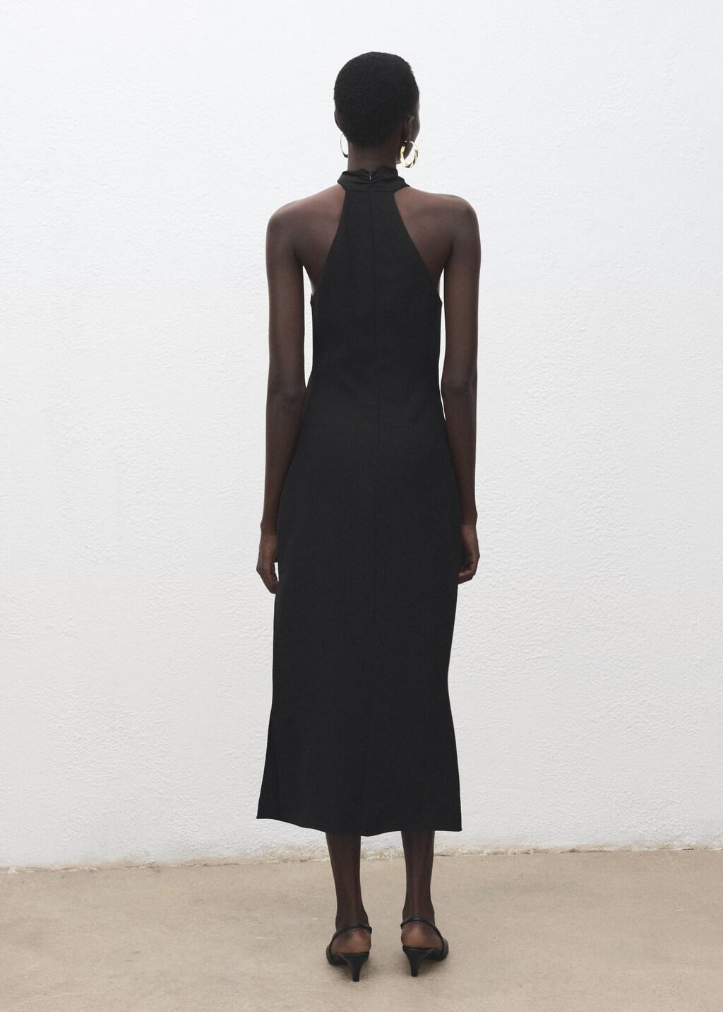 Black Halter-Neck Dress With Metal Embellishment, Black, large image number 2