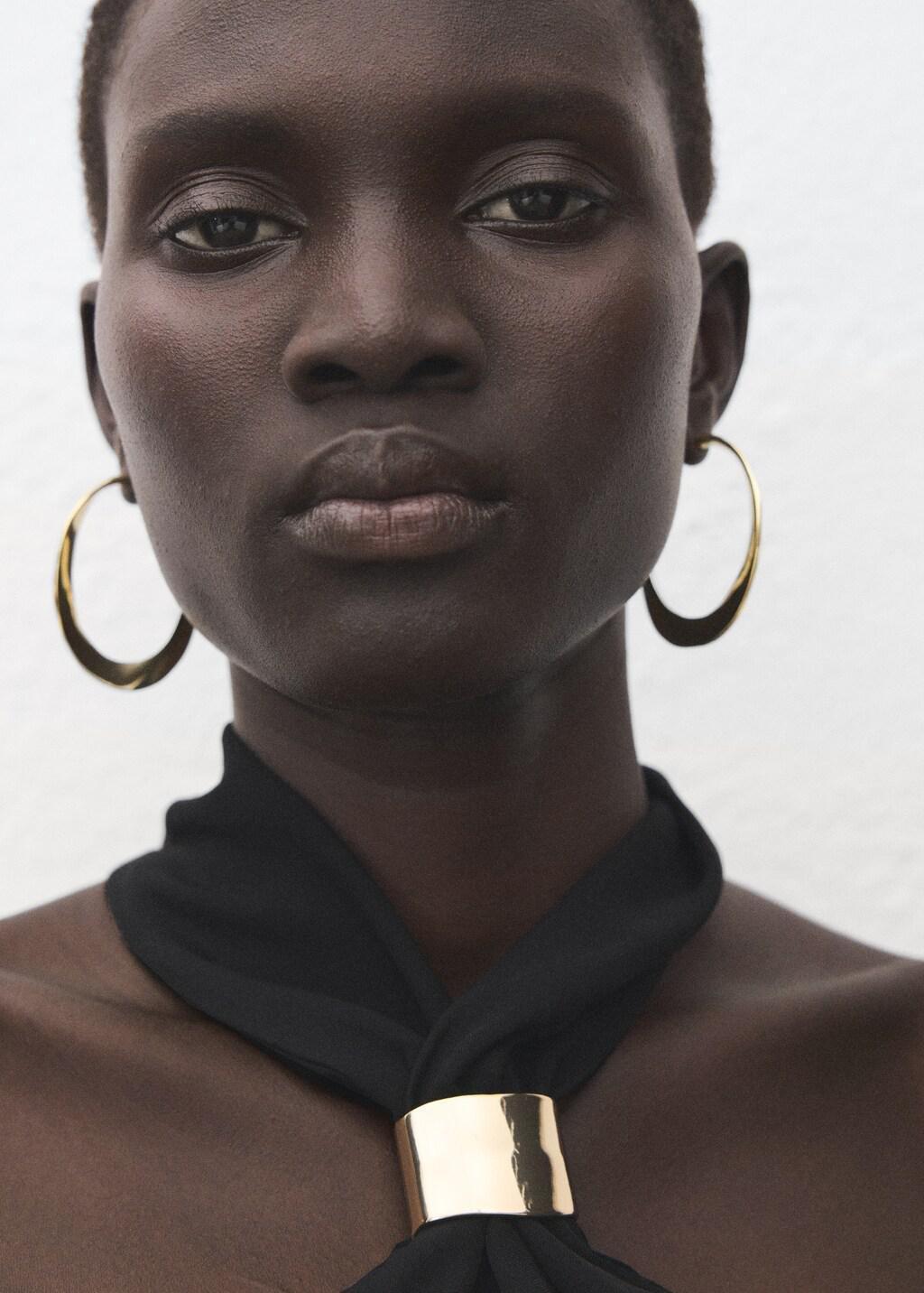 Black Halter-Neck Dress With Metal Embellishment, Black, large image number 4