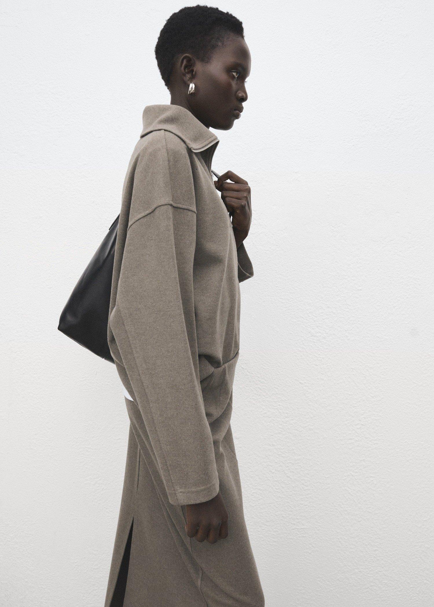 Brown Zip Turtleneck Sweatshirt, Medium Brown, large image number 0