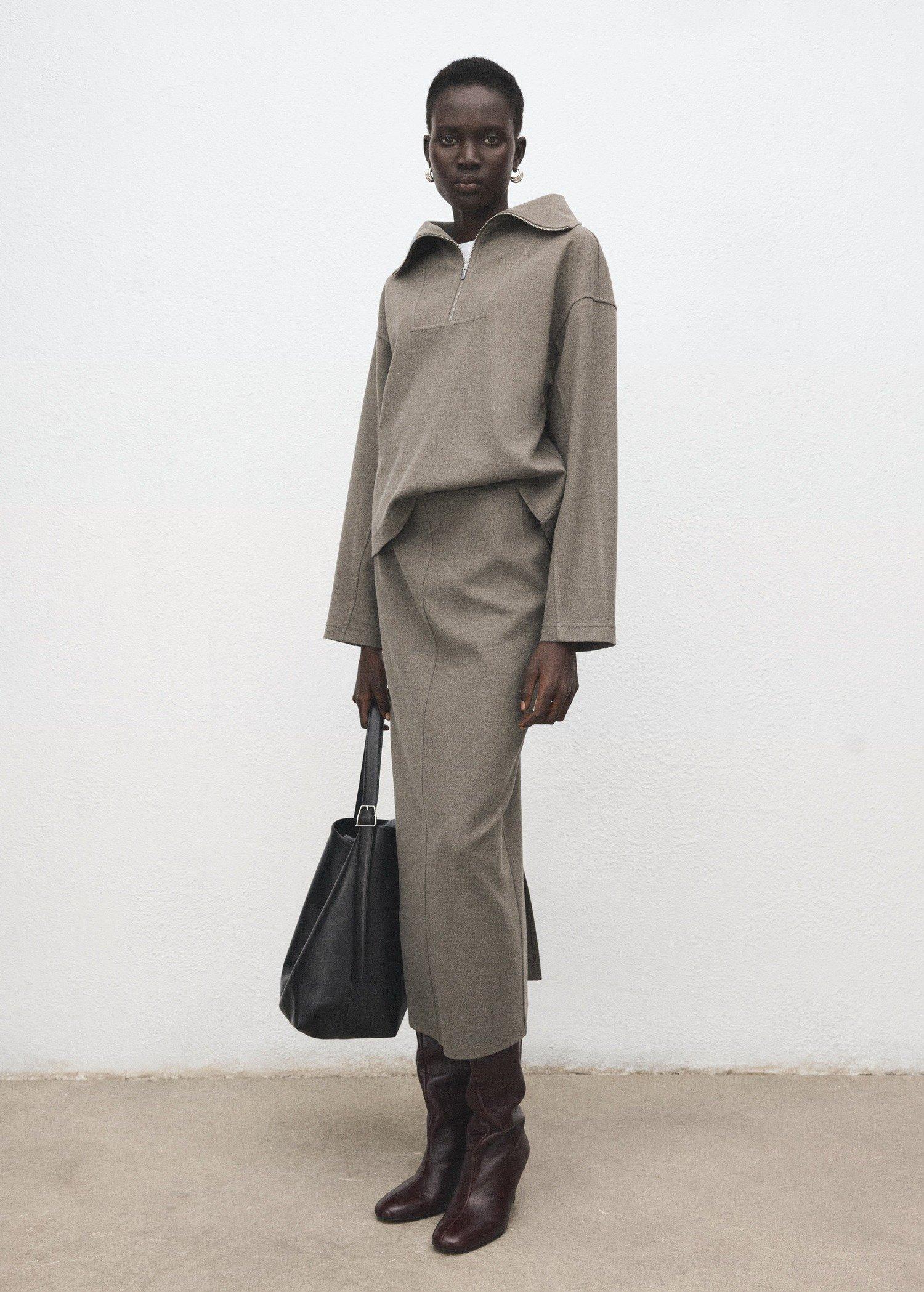 Brown Zip Turtleneck Sweatshirt, Medium Brown, large image number 2