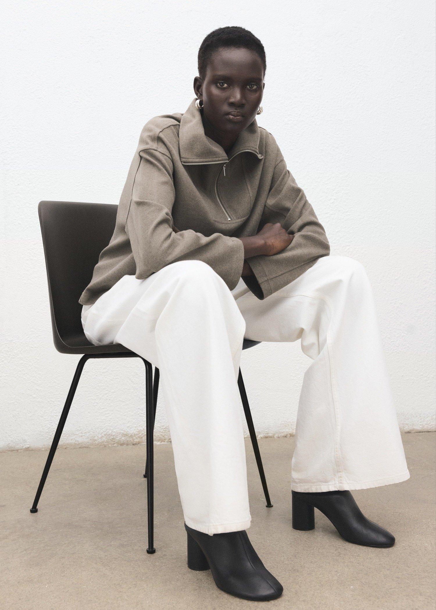 Brown Zip Turtleneck Sweatshirt, Medium Brown, large image number 6