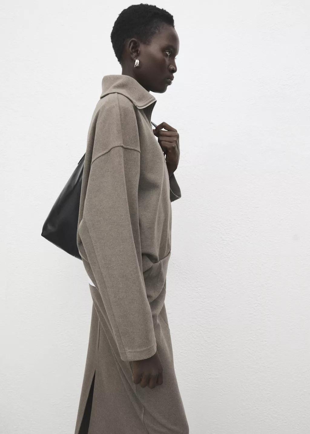 Brown Zip Turtleneck Sweatshirt, Medium Brown, large image number 7