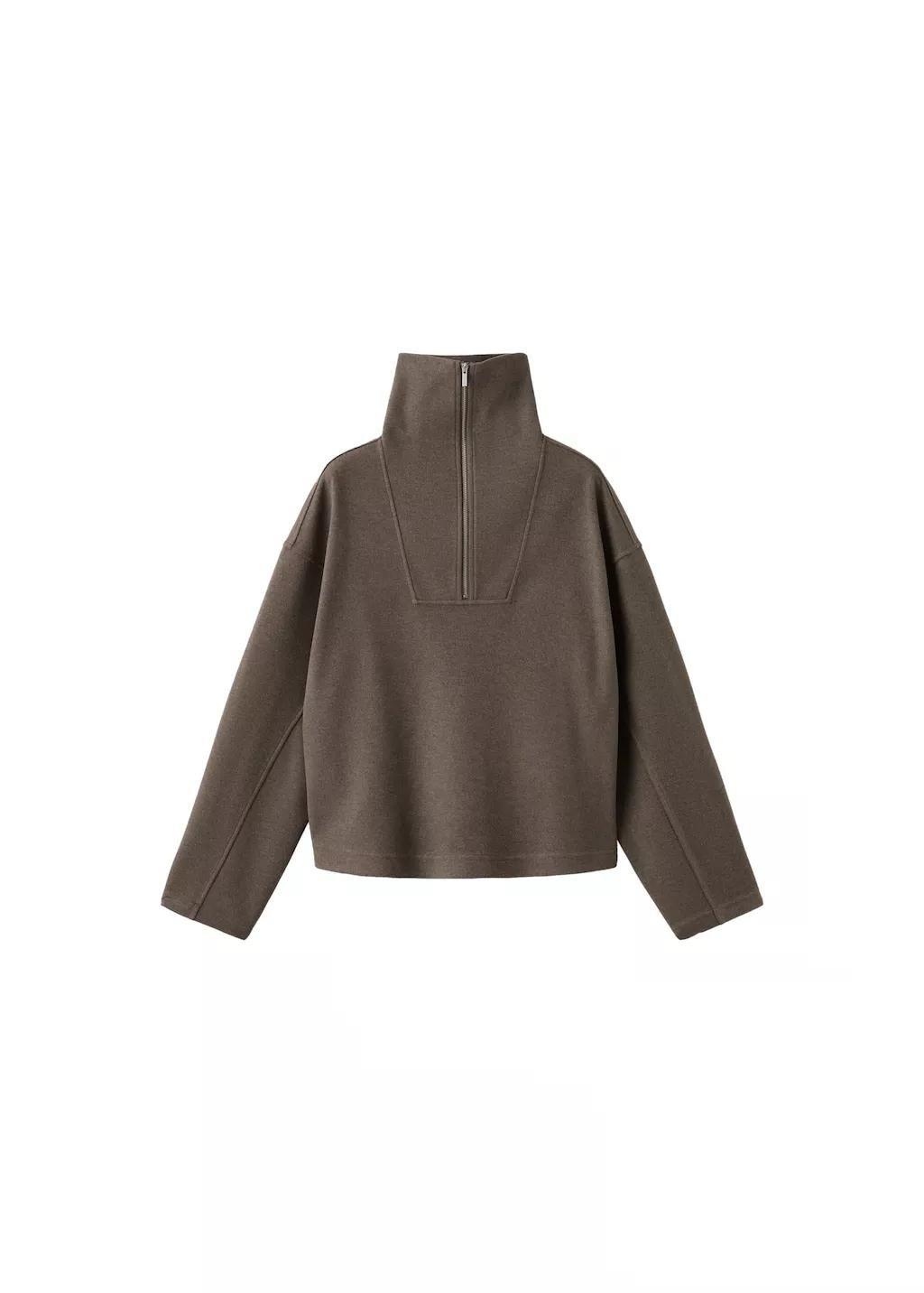 Brown Zip Turtleneck Sweatshirt, Medium Brown, large image number 12
