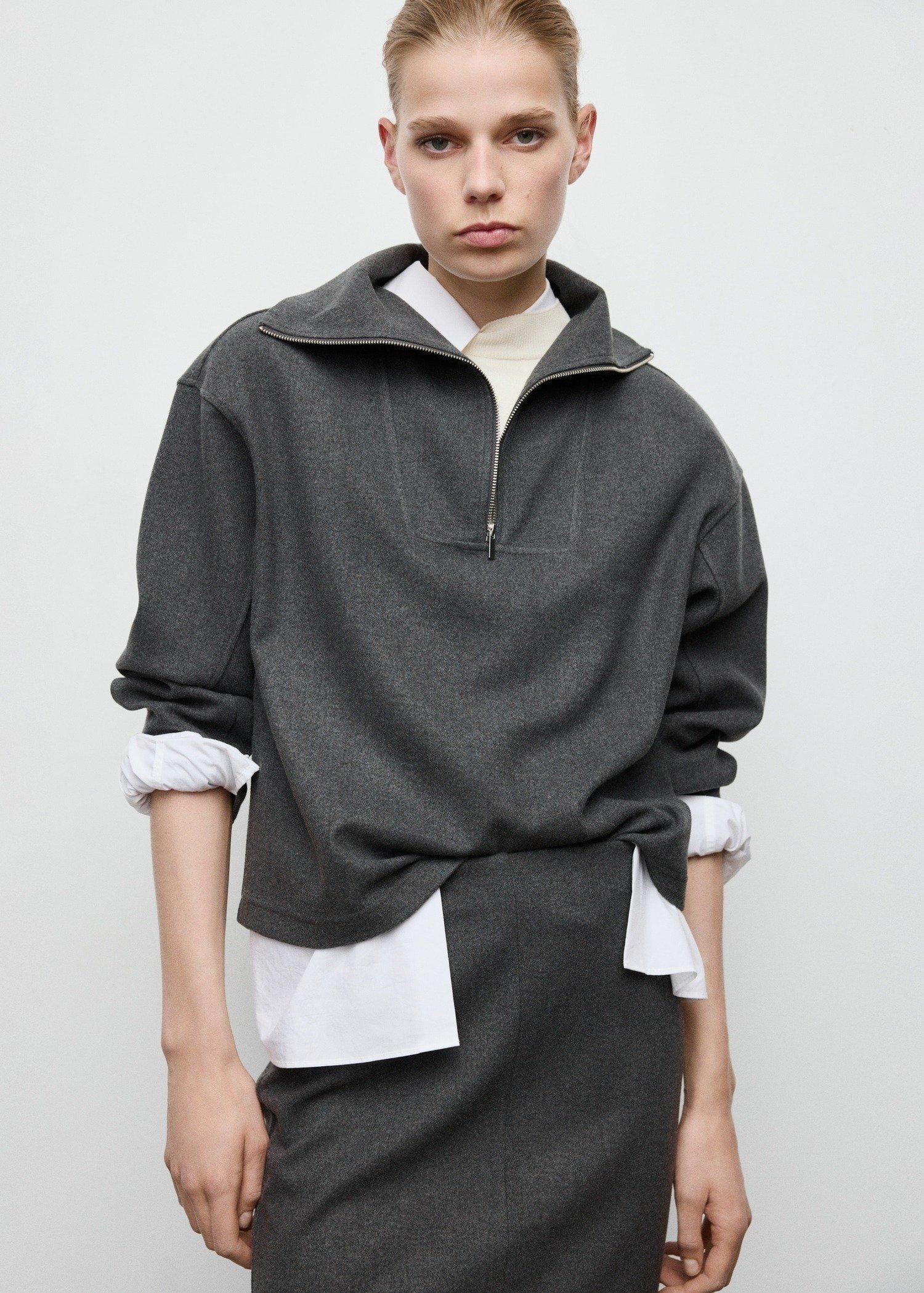 Grey Zip Turtleneck Sweatshirt, 0201_96, large image number 0