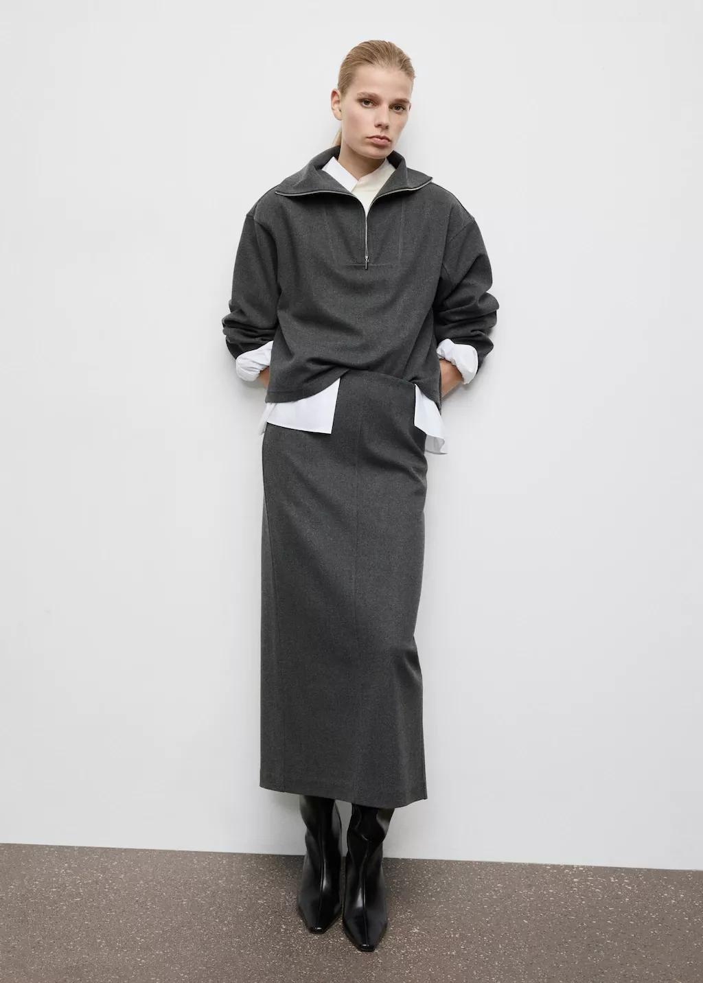 Grey Zip Turtleneck Sweatshirt, 0201_96, large image number 1