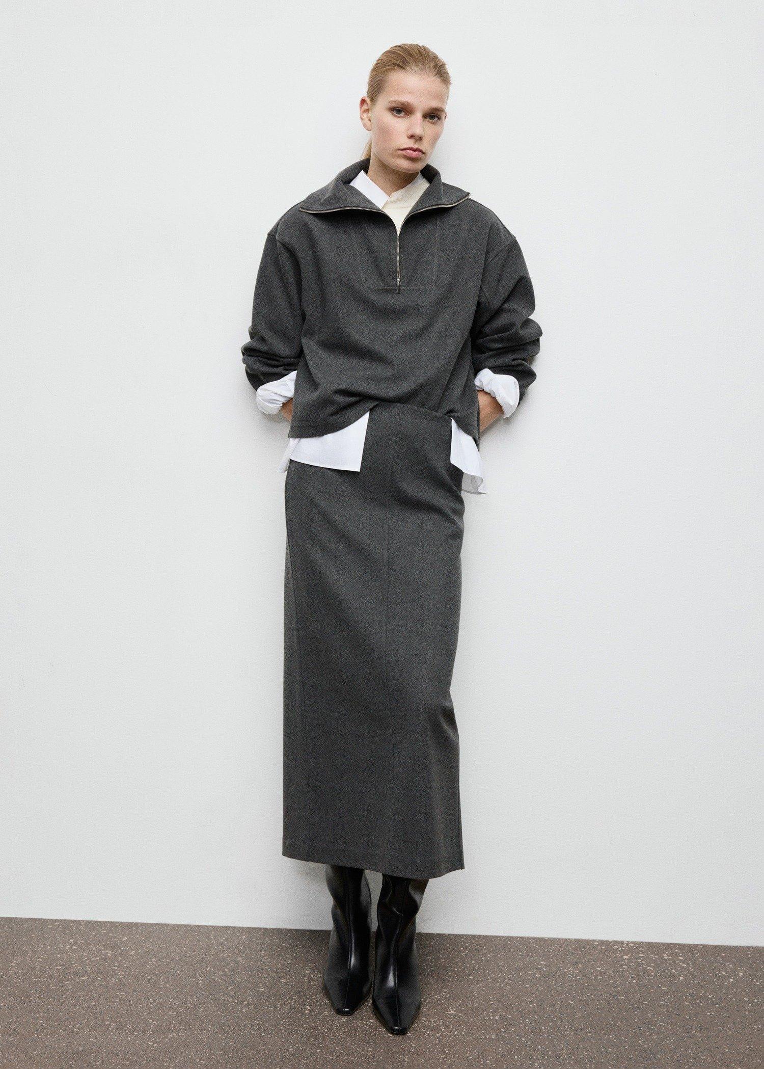 Grey Zip Turtleneck Sweatshirt, 0201_96, large image number 2