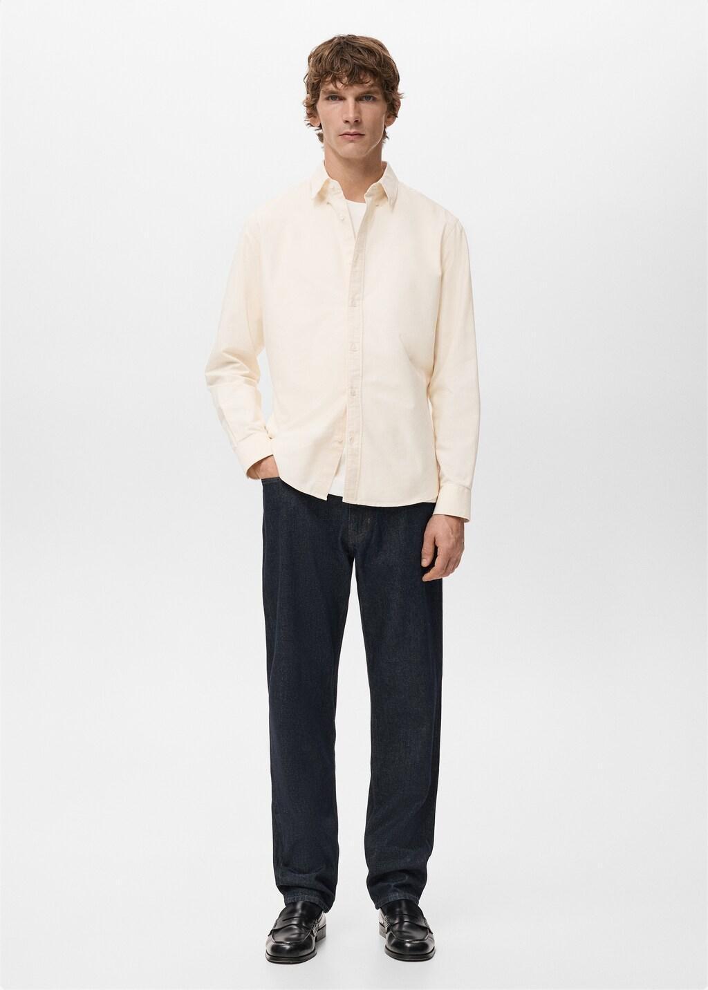 Yellow Cotton Oxford Shirt, Yellow, large image number 0