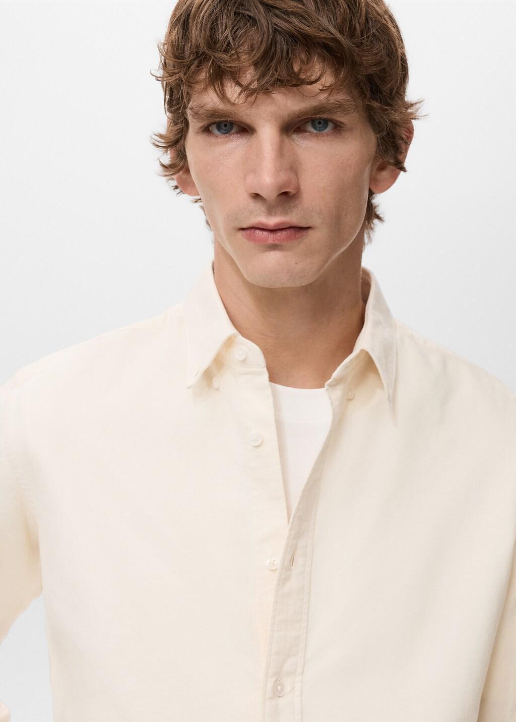 Yellow Cotton Oxford Shirt, Yellow, large image number 4