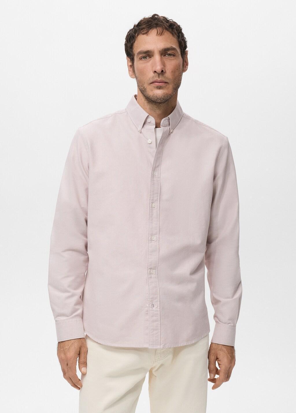 Pink Cotton Oxford Shirt, Light-Pastel Pink, large image number 3