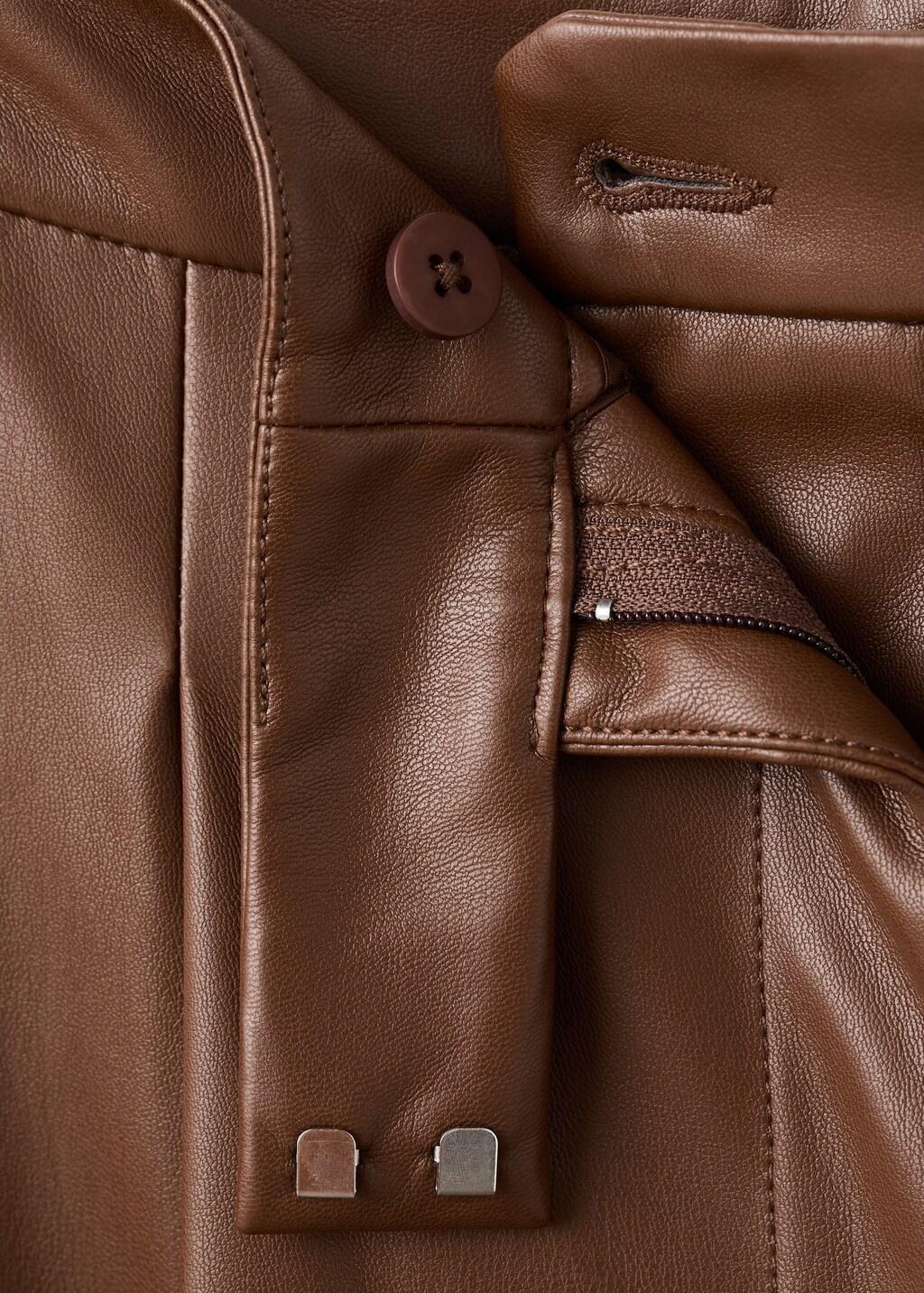 Brown Wide-Leg Faux-Leather Trousers, Medium Brown, large image number 1