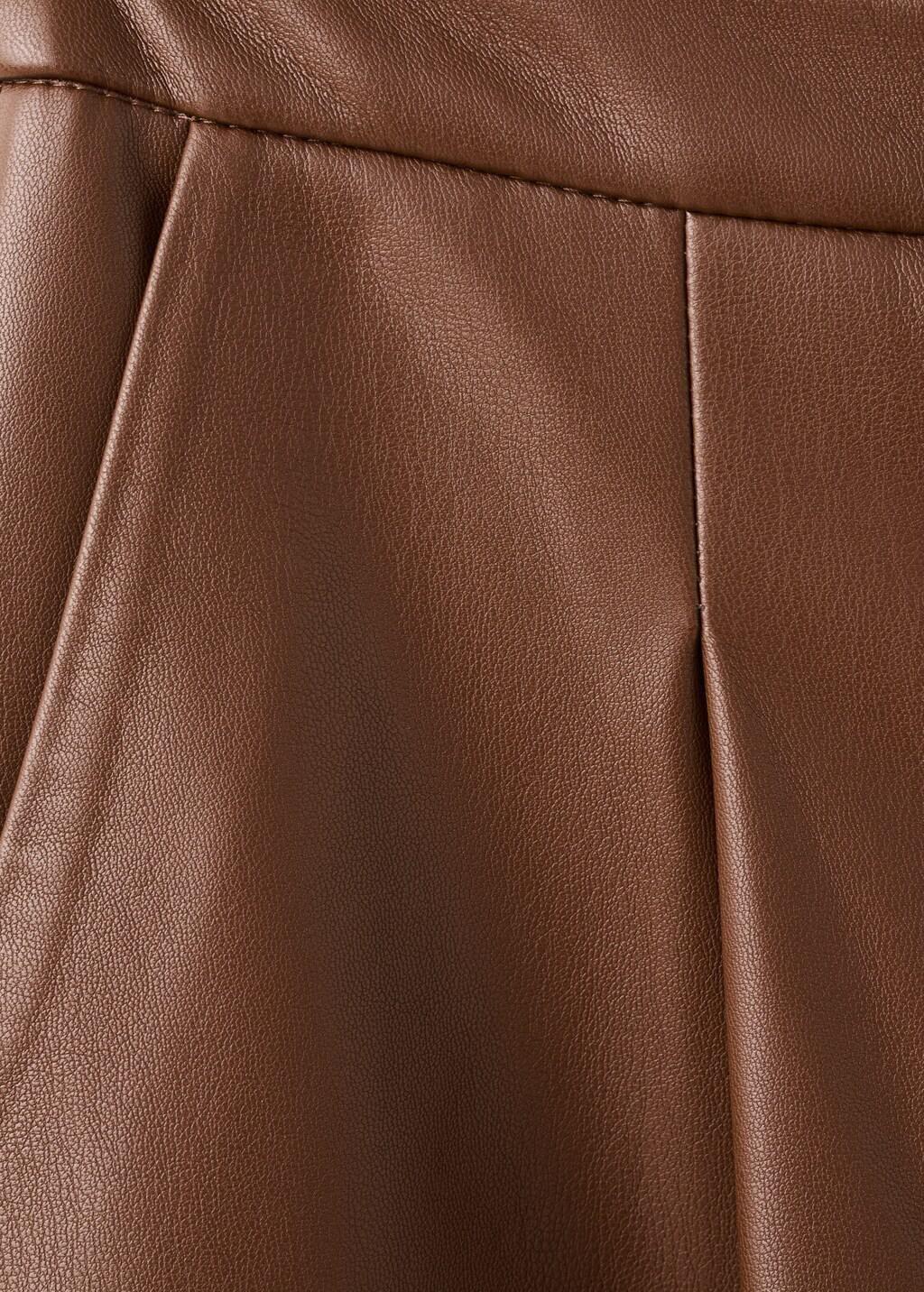 Brown Wide-Leg Faux-Leather Trousers, Medium Brown, large image number 4