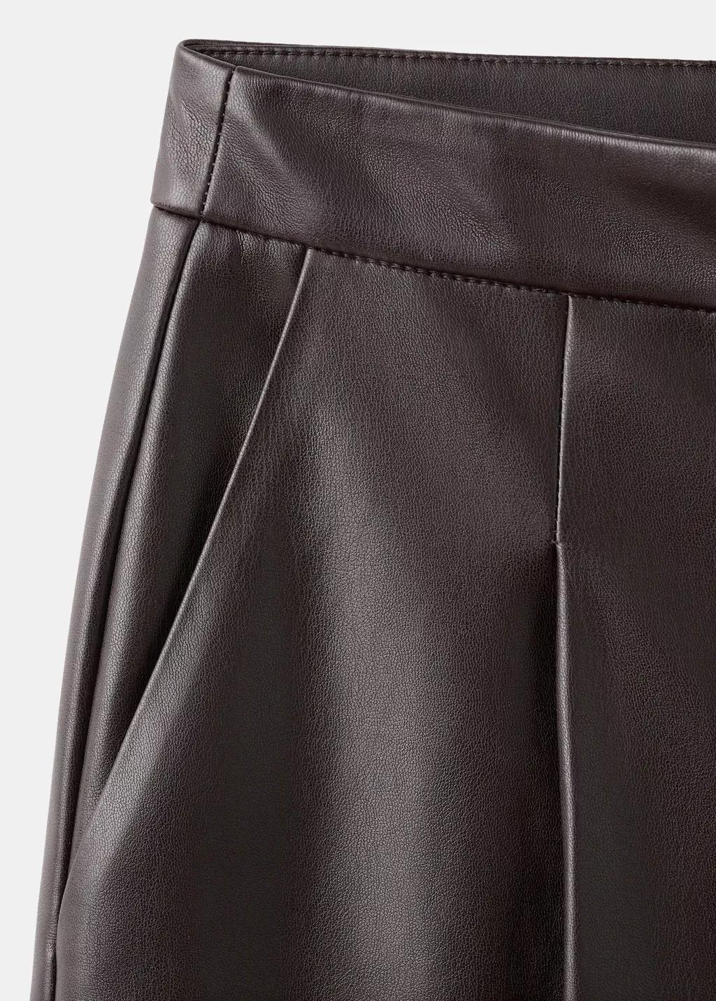 Brown Wide Leg Faux-Leather Trousers, 0201_32, medium