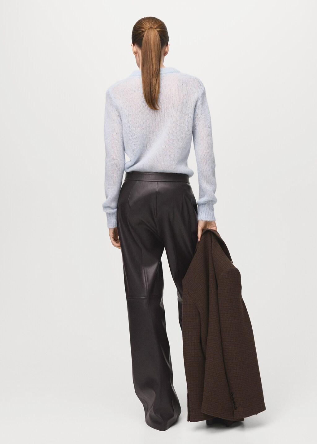 Brown Wide Leg Faux-Leather Trousers, 0201_32, medium