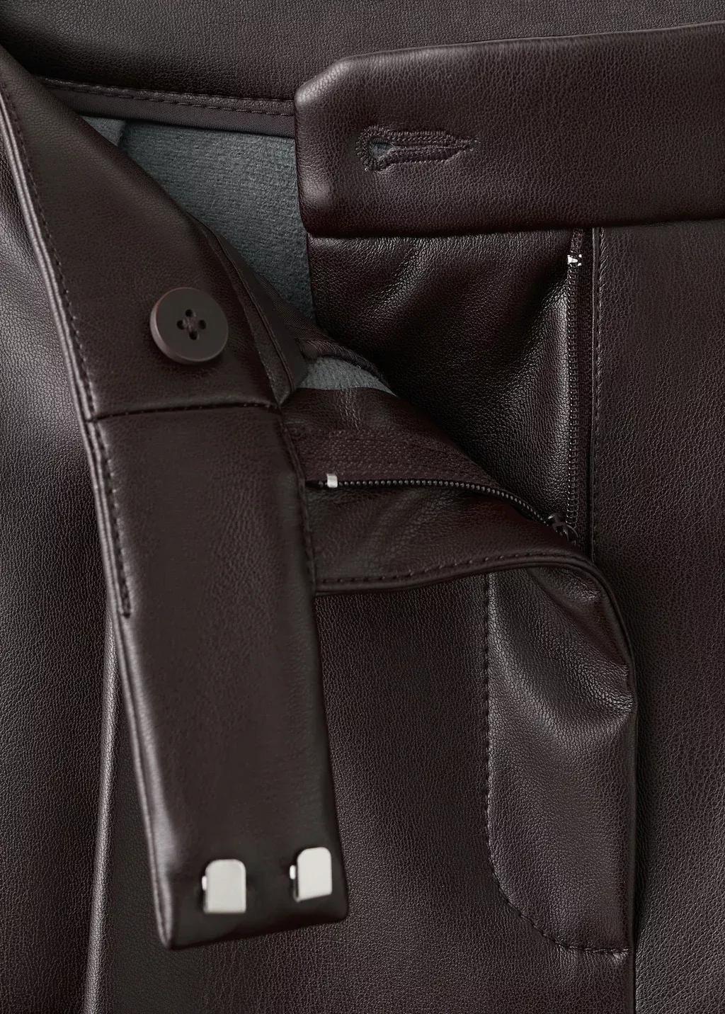 Brown Wide Leg Faux-Leather Trousers, 0201_32, large image number 5