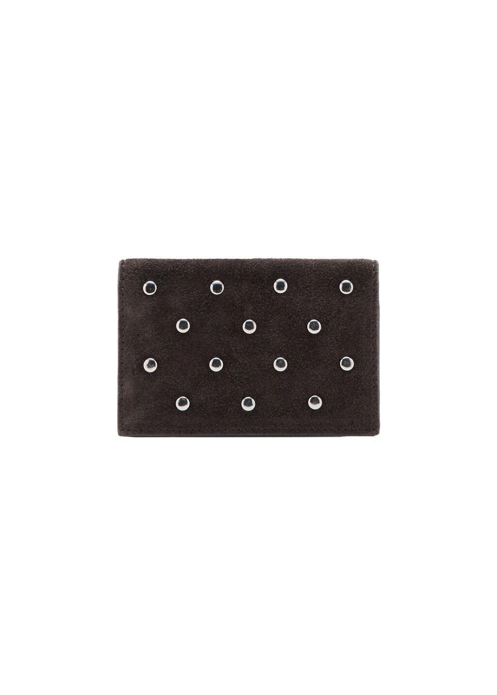 Brown Suede Cardholder With Studs, Dark Brown, large image number 3