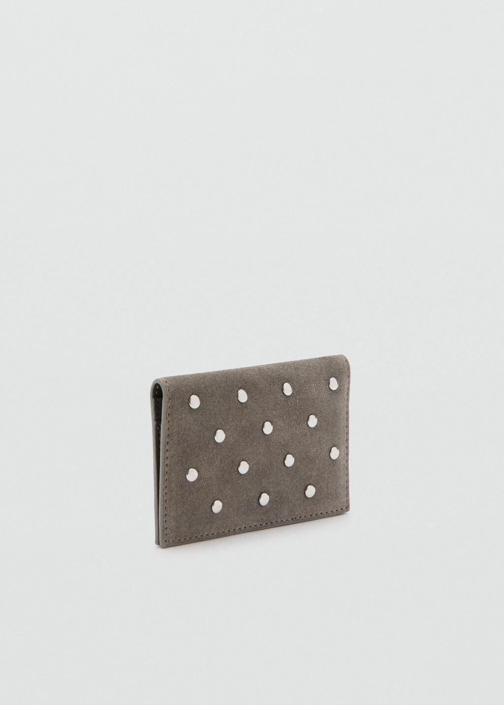 LT PASTEL BROWN Suede cardholder with studs, Light Pastel Brown, large image number 0