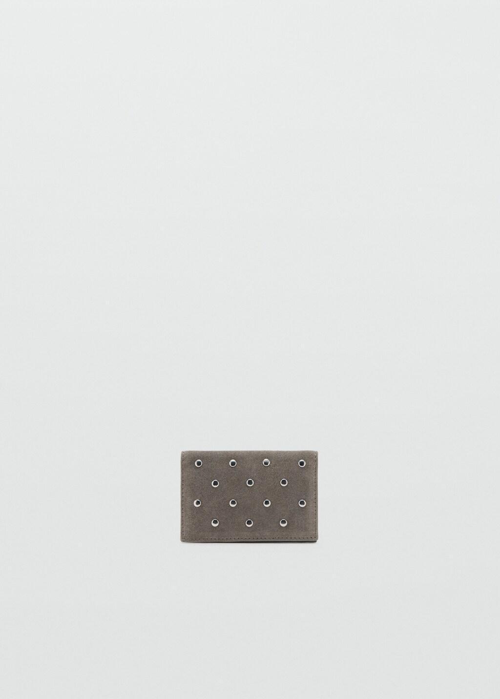 LT PASTEL BROWN Suede cardholder with studs, Light Pastel Brown, large image number 2