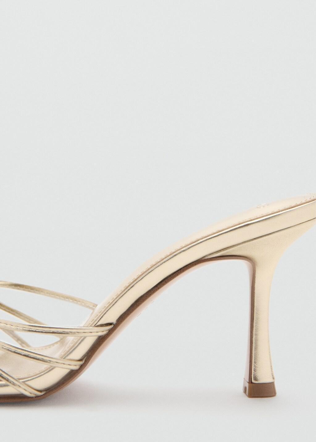 Gold Metallic Heeled Sandals With Straps, Gold, large image number 1