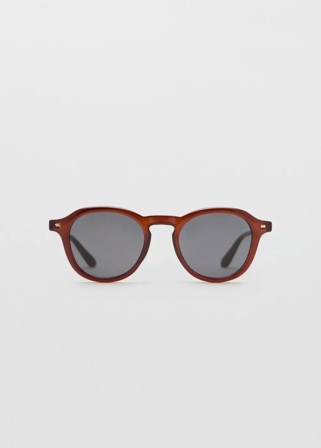 BROWN Semi-transparent frame sunglasses, Brown, medium