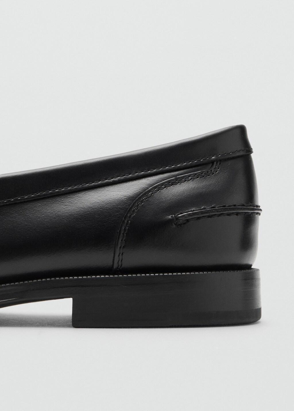 Black Aged-Leather Loafers, Black, large image number 2