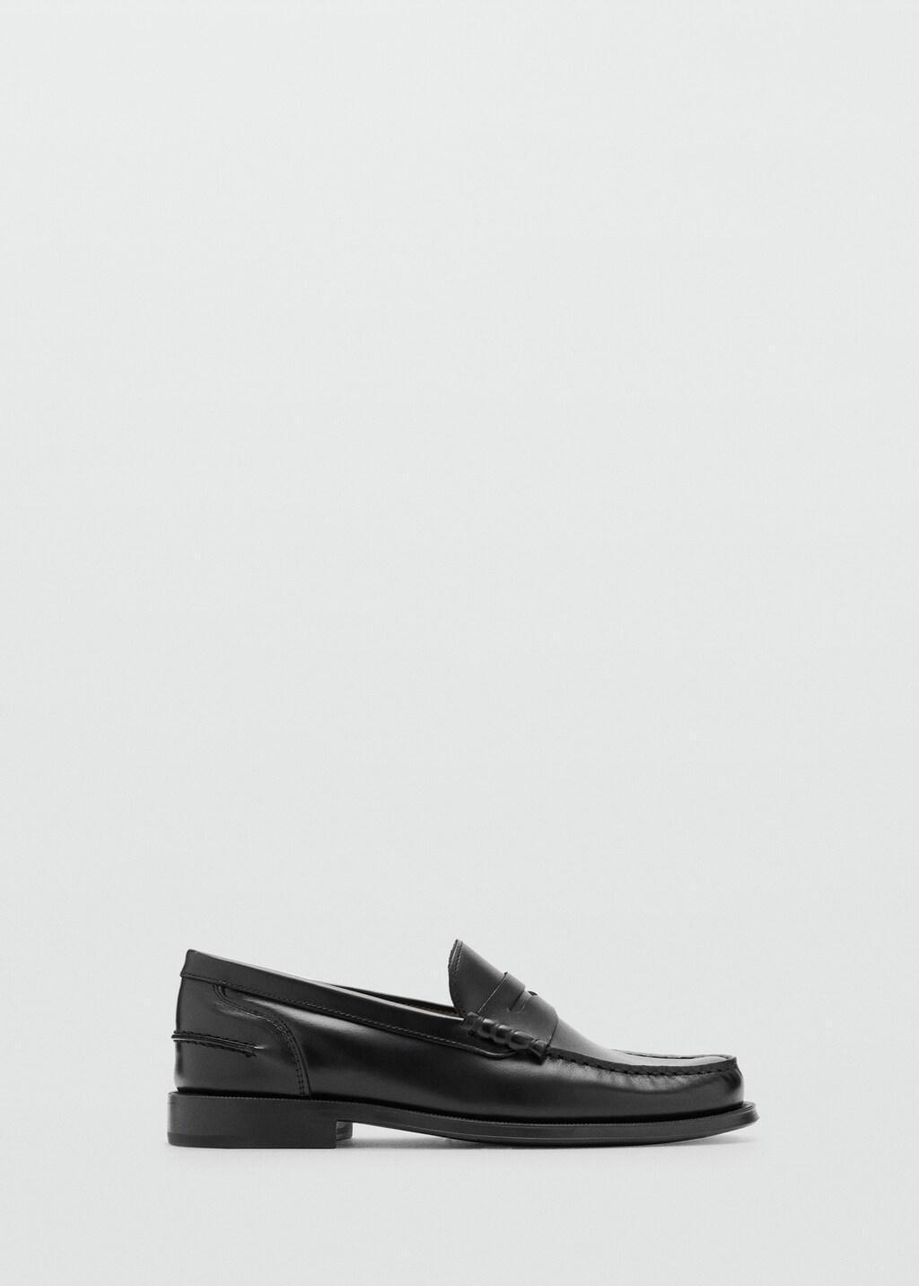 Black Aged-Leather Loafers, Black, large image number 4