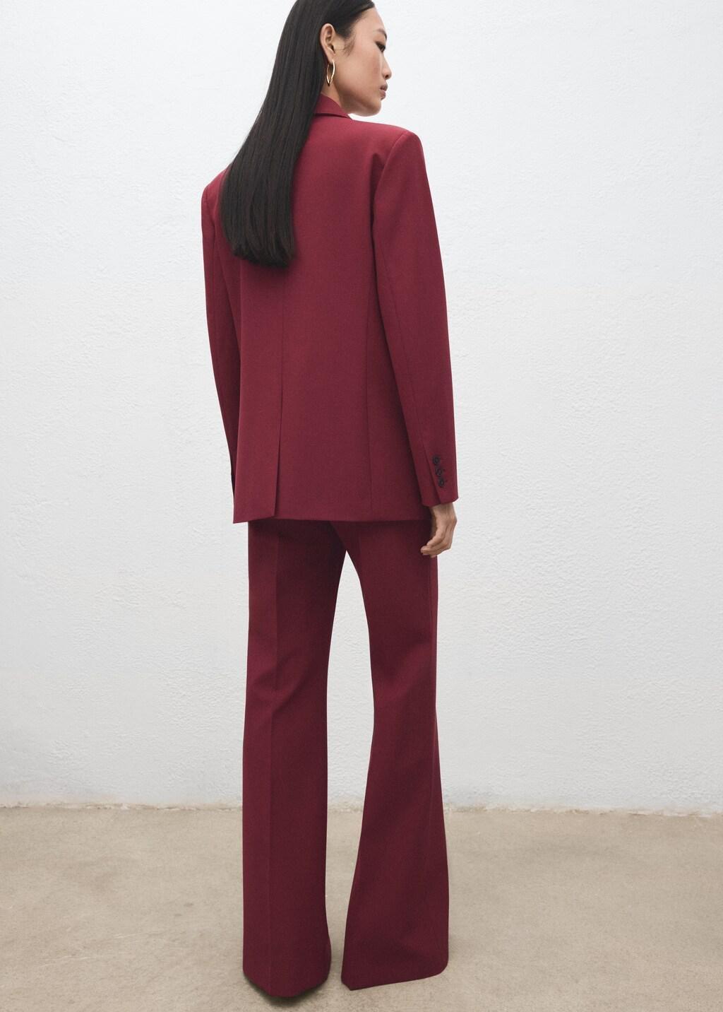 Burgundy Wide Leg Suit Trousers, Dark Red, large image number 2