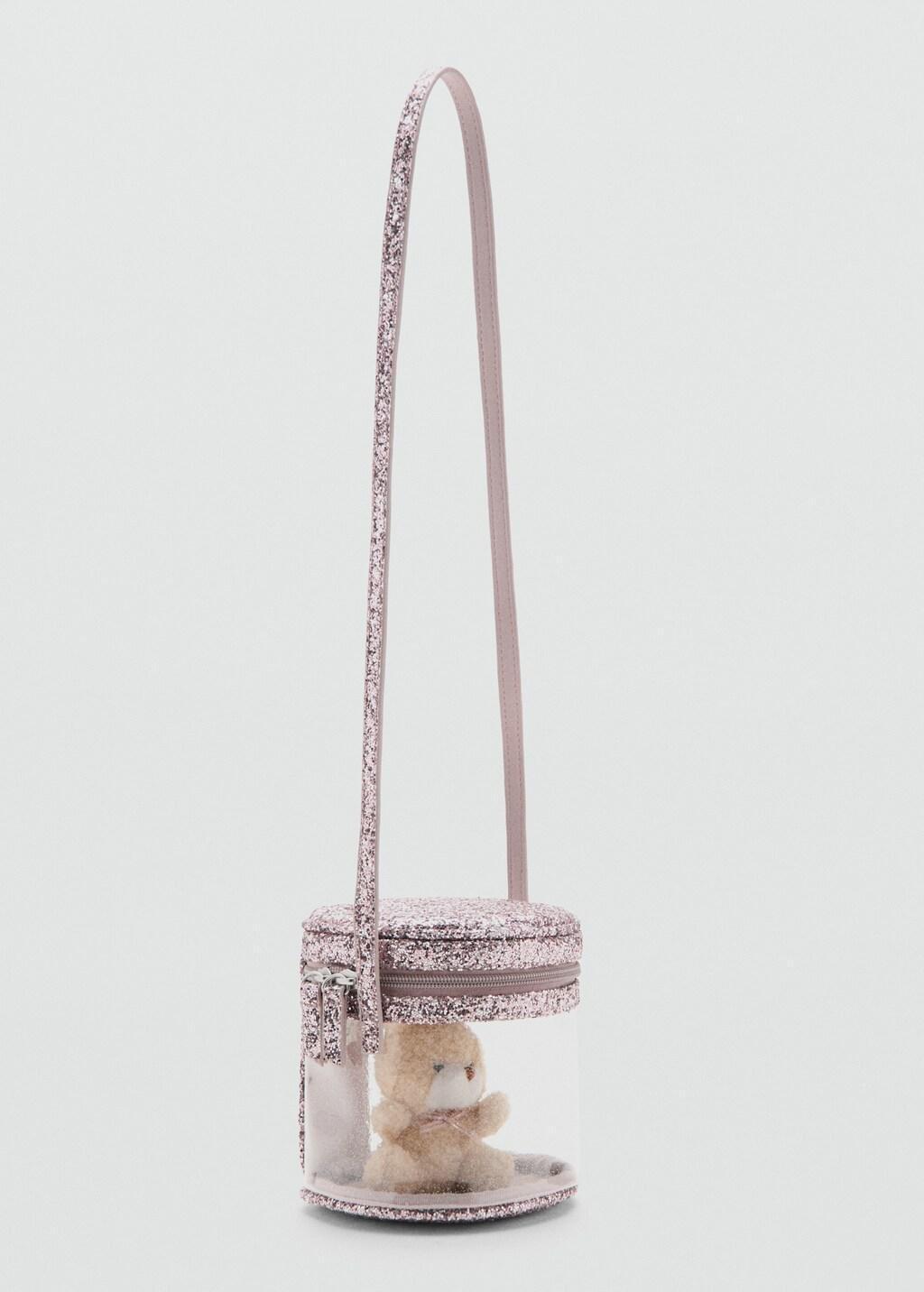 Pink Glitter Bear Bag, Baby Girls, Light-Pastel Pink, medium