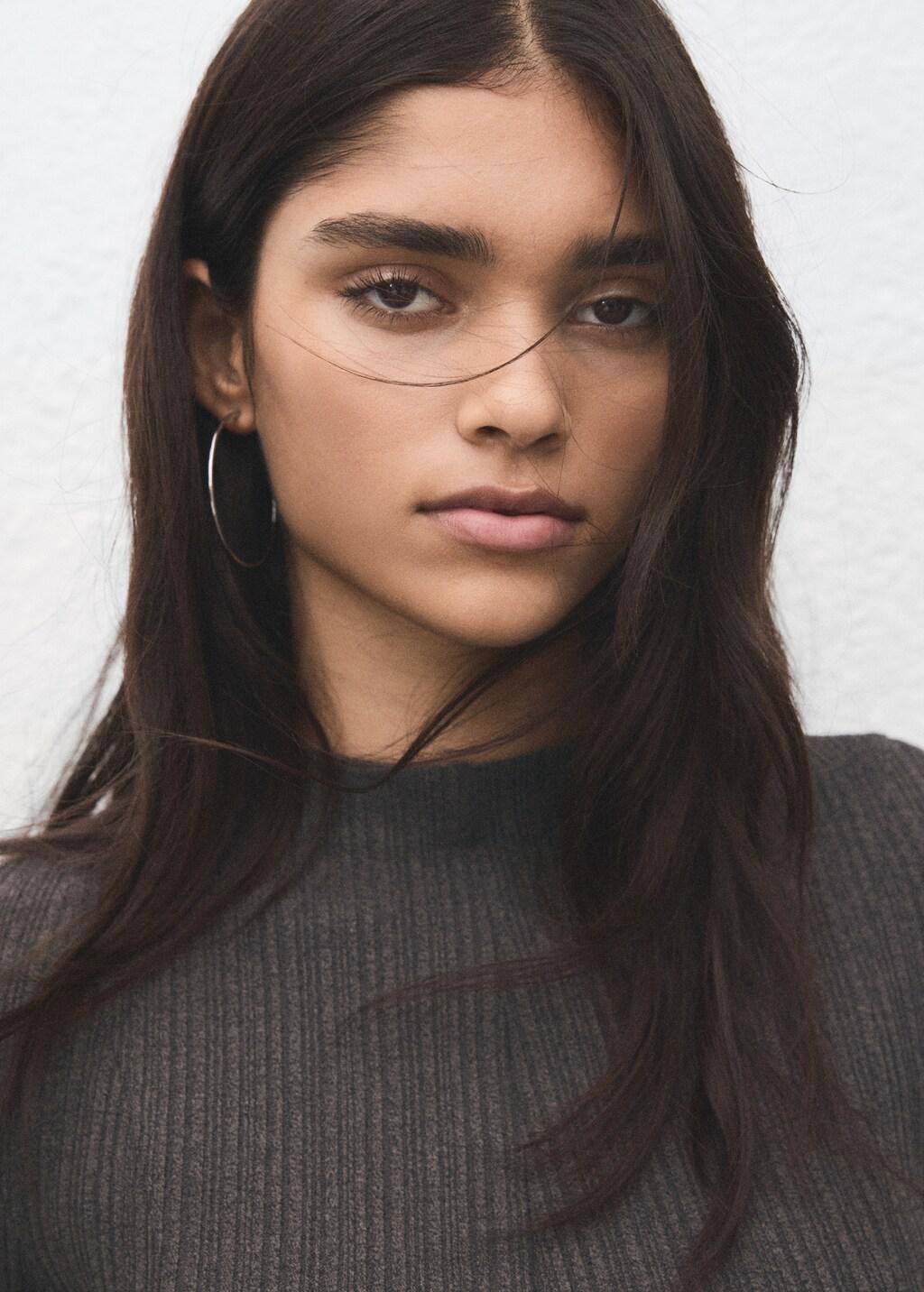 Brown Knitted Dress With Bell Sleeves, Medium Brown, large image number 4