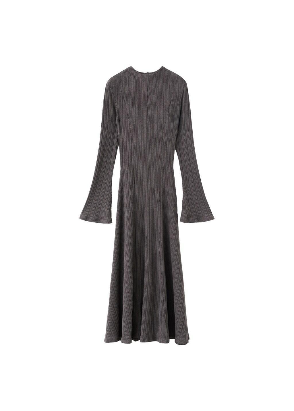 Brown Knitted Dress With Bell Sleeves, Medium Brown, large image number 6