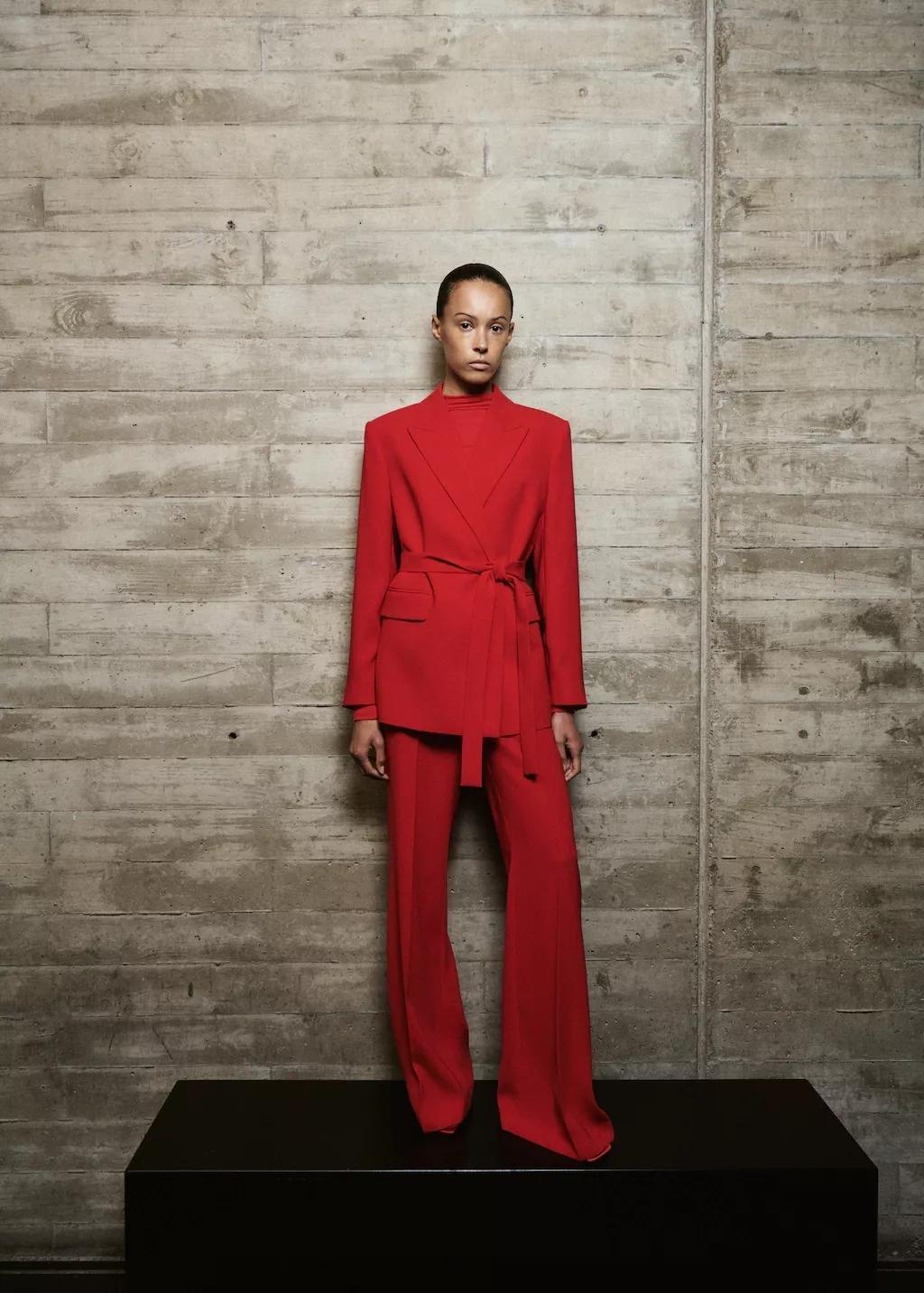 Red Suit Jacket With Scarf, Red, medium