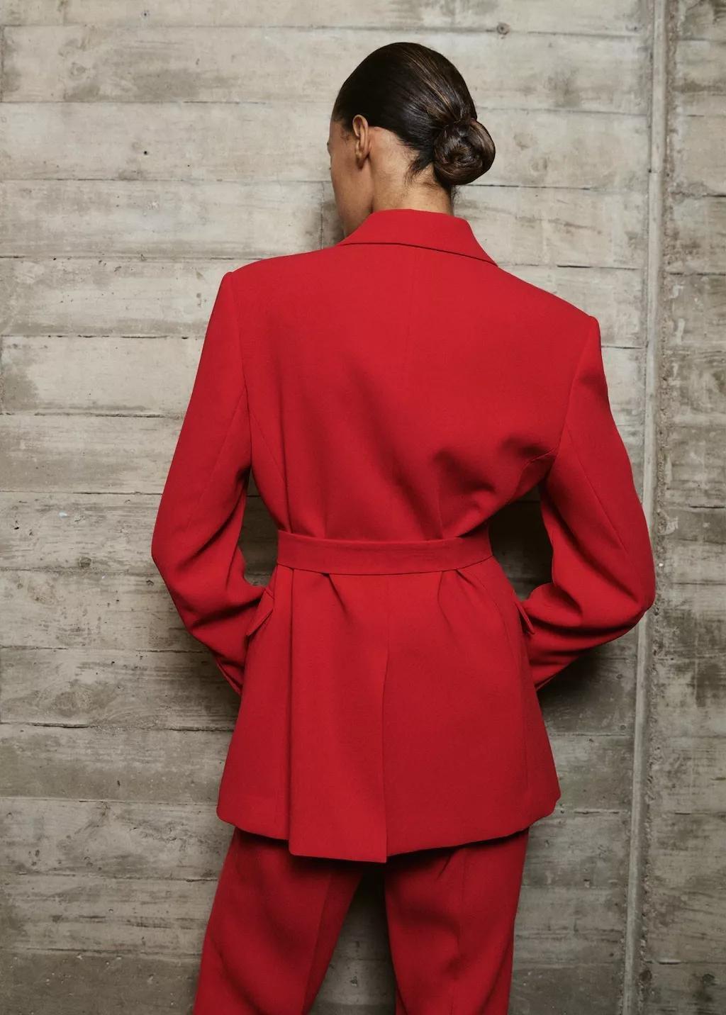 Red Suit Jacket With Scarf, Red, medium