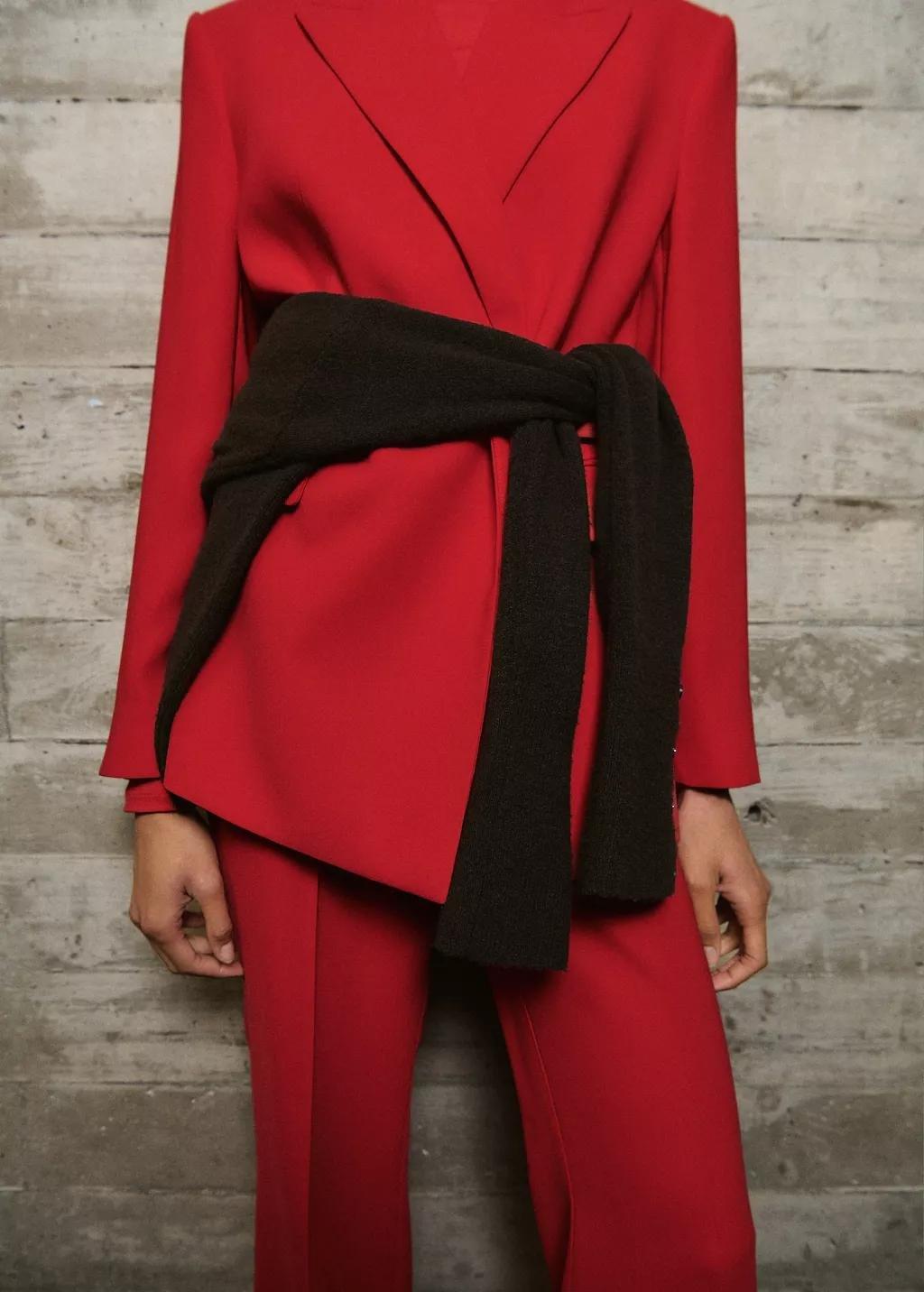 Red Suit Jacket With Scarf, Red, large image number 3
