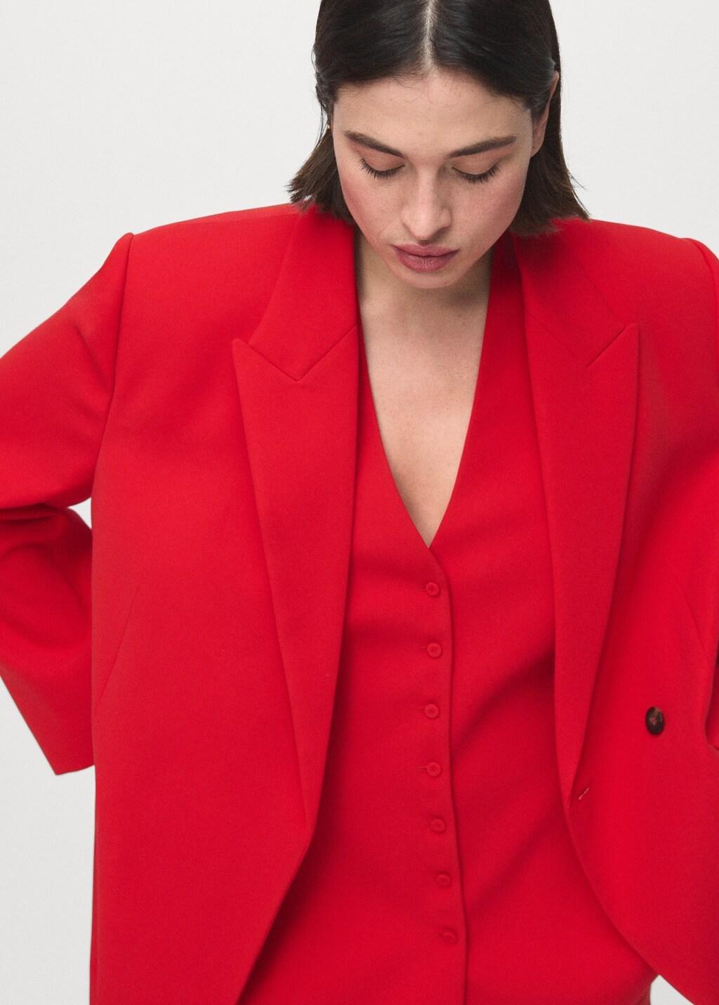 Red Suit Jacket With Scarf, Red, large image number 6