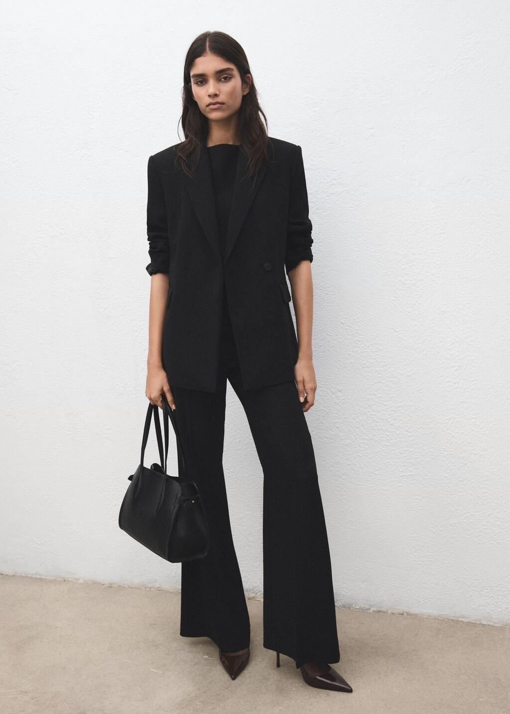 Black Suit Jacket With Scarf, Black, medium