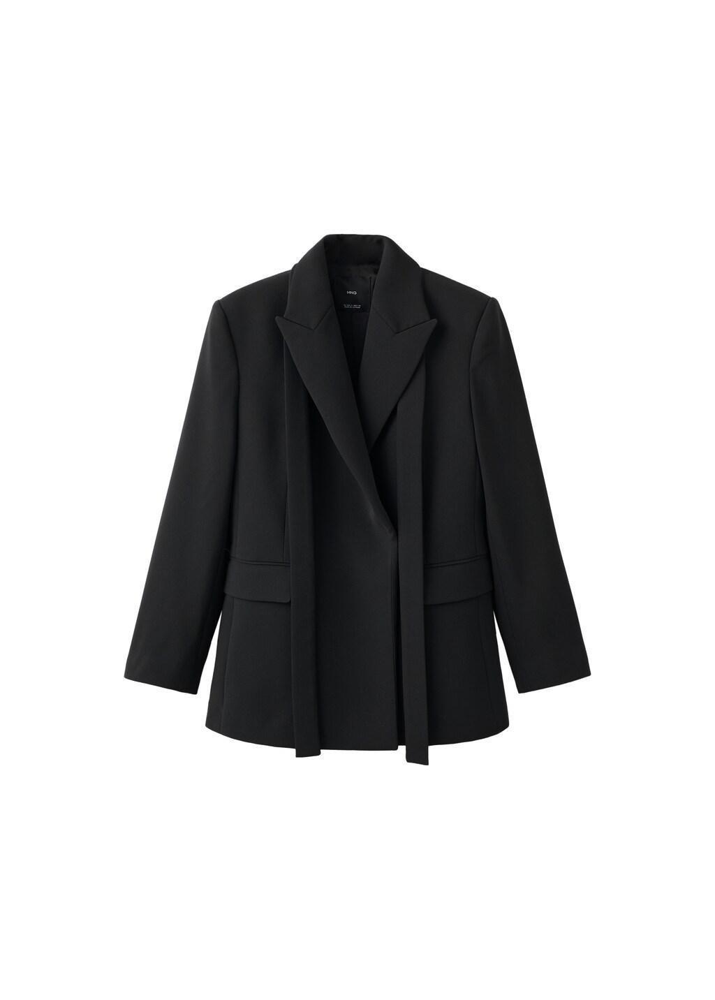 Black Suit Jacket With Scarf, Black, large image number 7