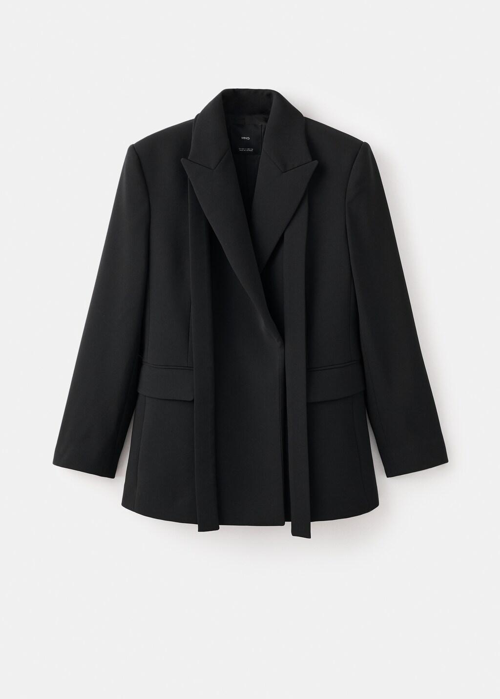 Black Suit Jacket With Scarf, Black, large image number 8