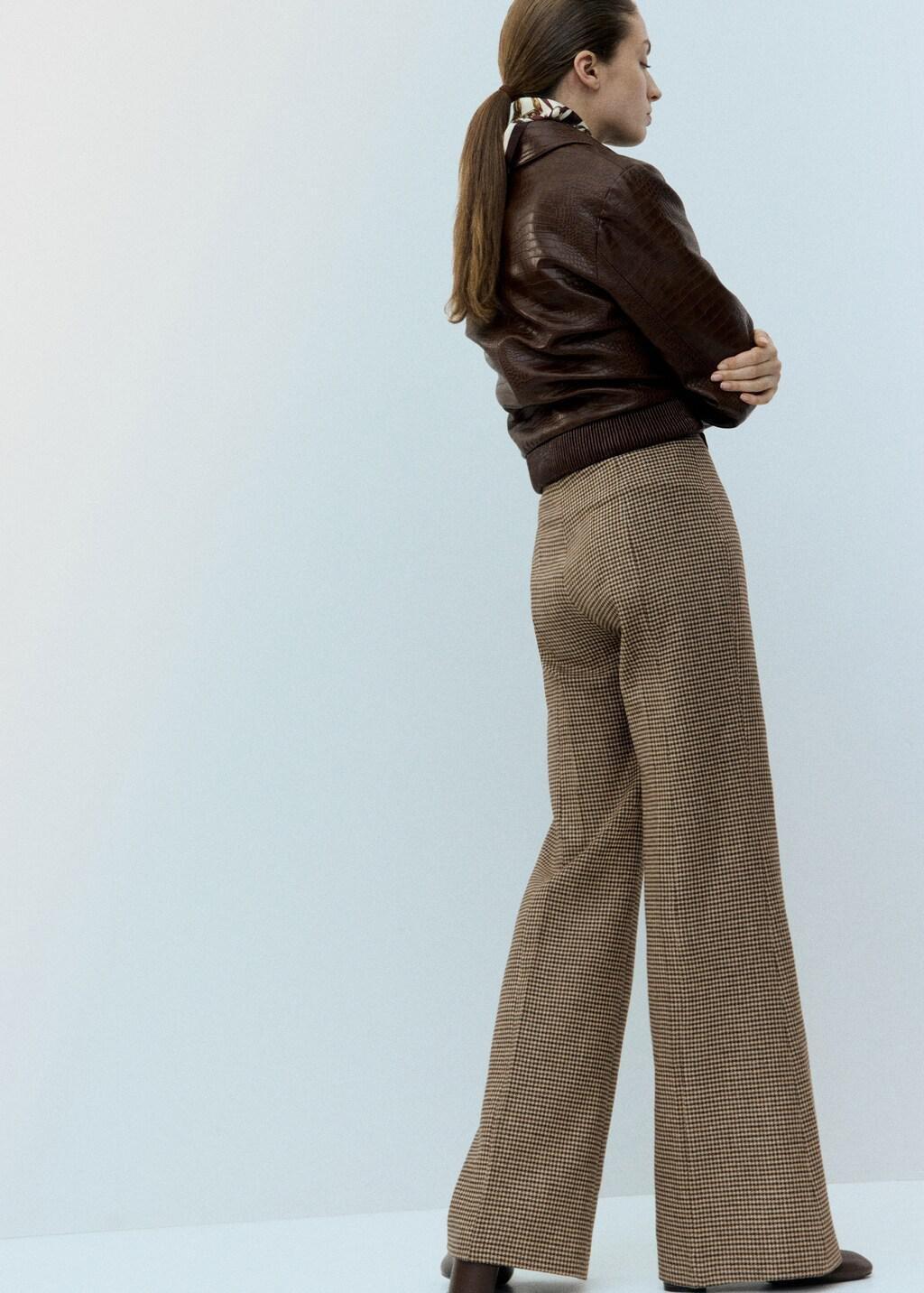 Brown Houndstooth Wool-Blend Trousers, Medium Brown, medium