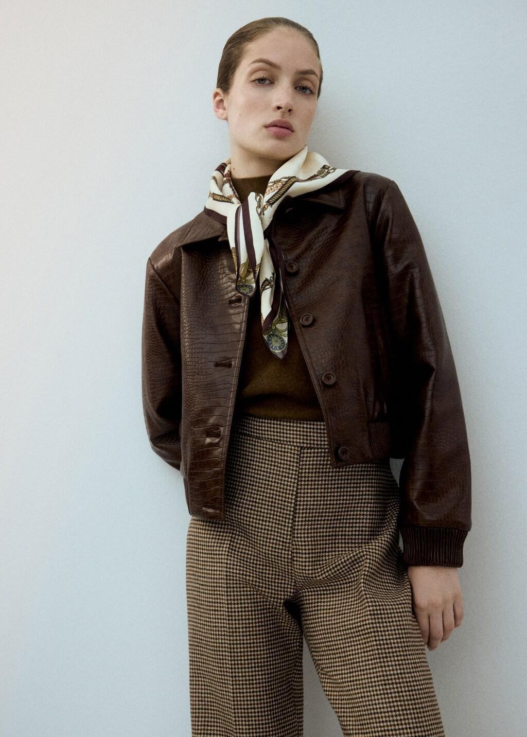 Brown Houndstooth Wool-Blend Trousers, Medium Brown, large image number 3