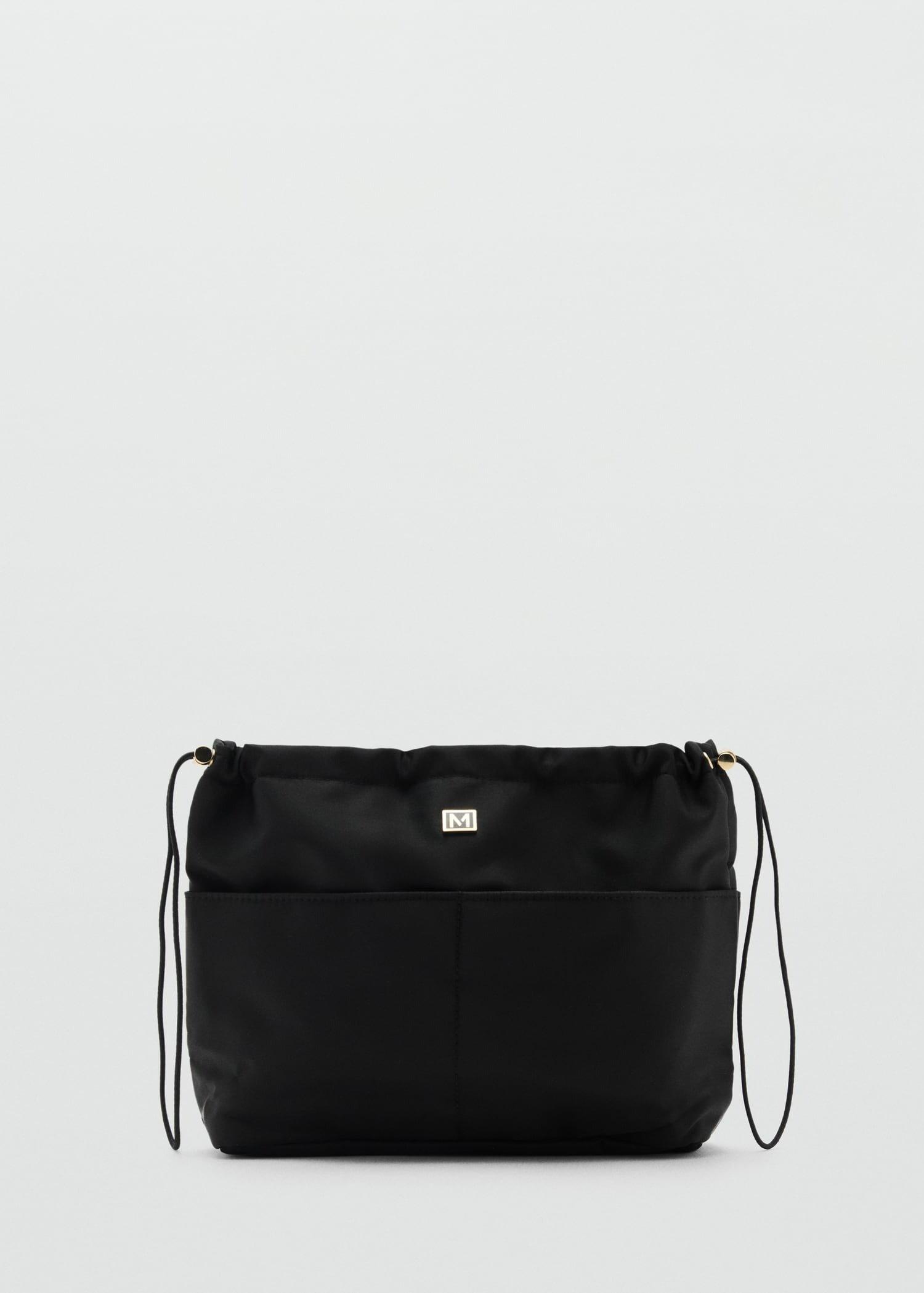 Black Zipped Nylon Cosmetic Bag, Black, large image number 1