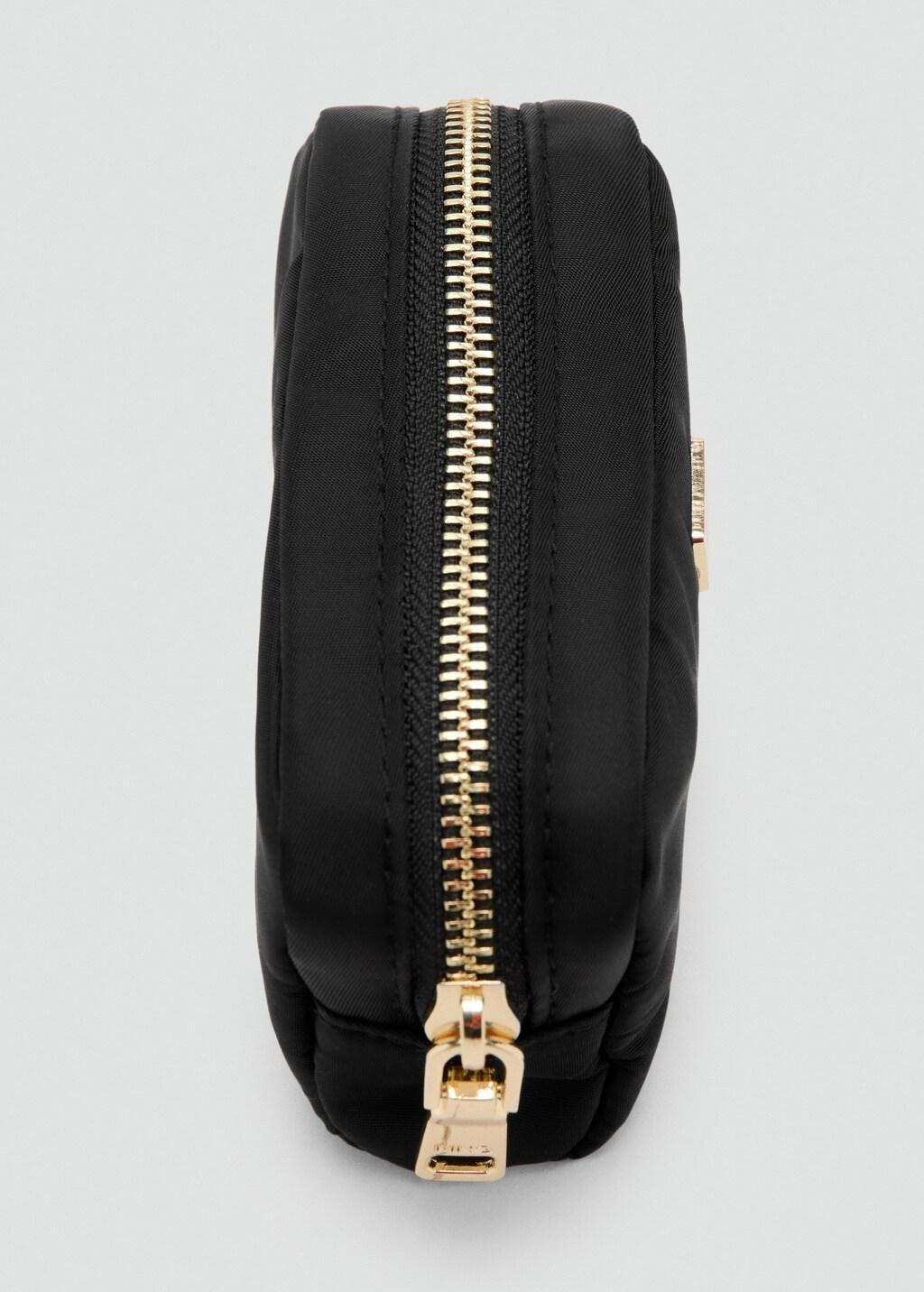 Black Zipped Nylon Cosmetic Bag, Black, large image number 5