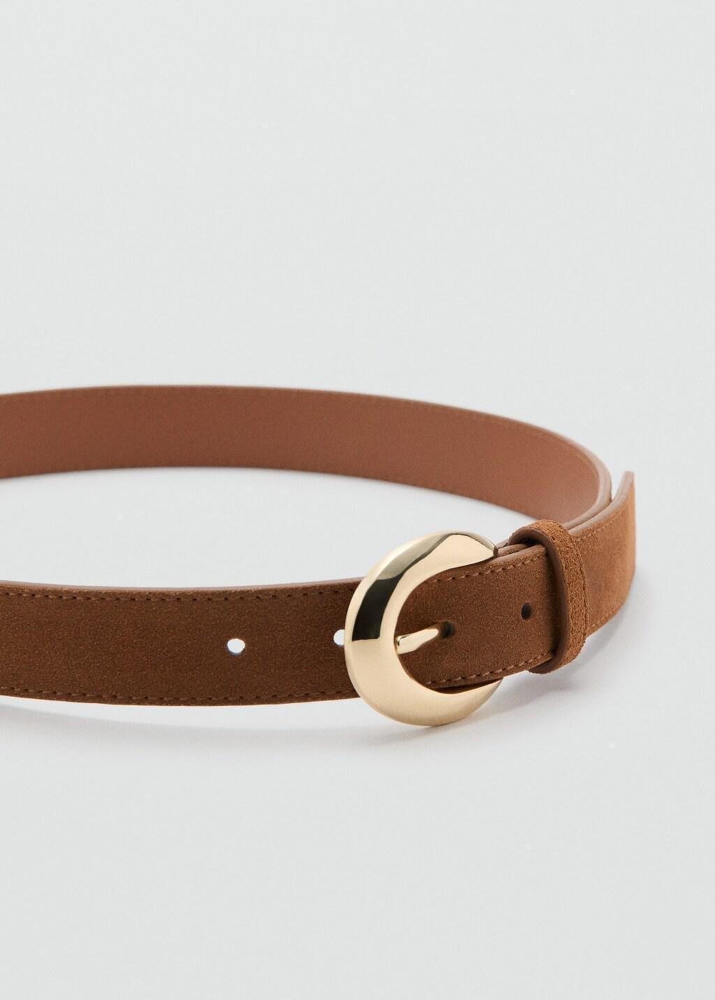 Brown Leather Belt With Oval Buckle, 0201_30, medium
