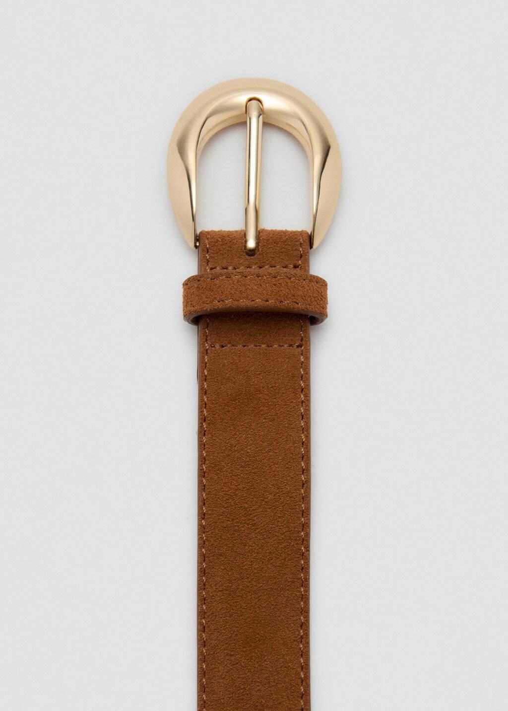 Brown Leather Belt With Oval Buckle, 0201_30, medium