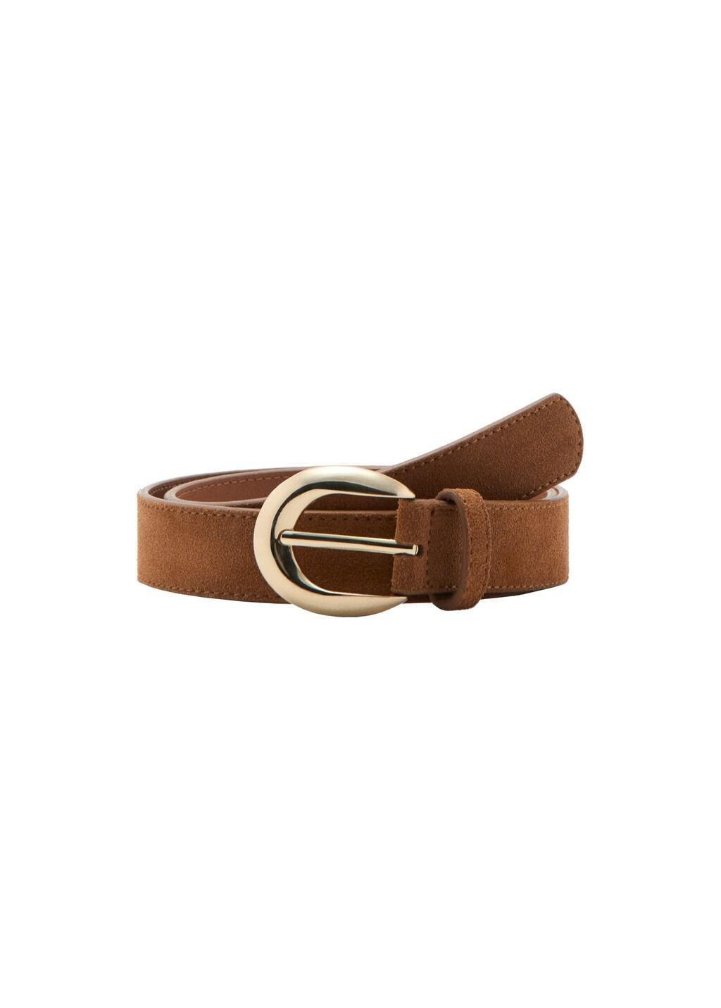 Brown Leather Belt With Oval Buckle, 0201_30, large image number 2
