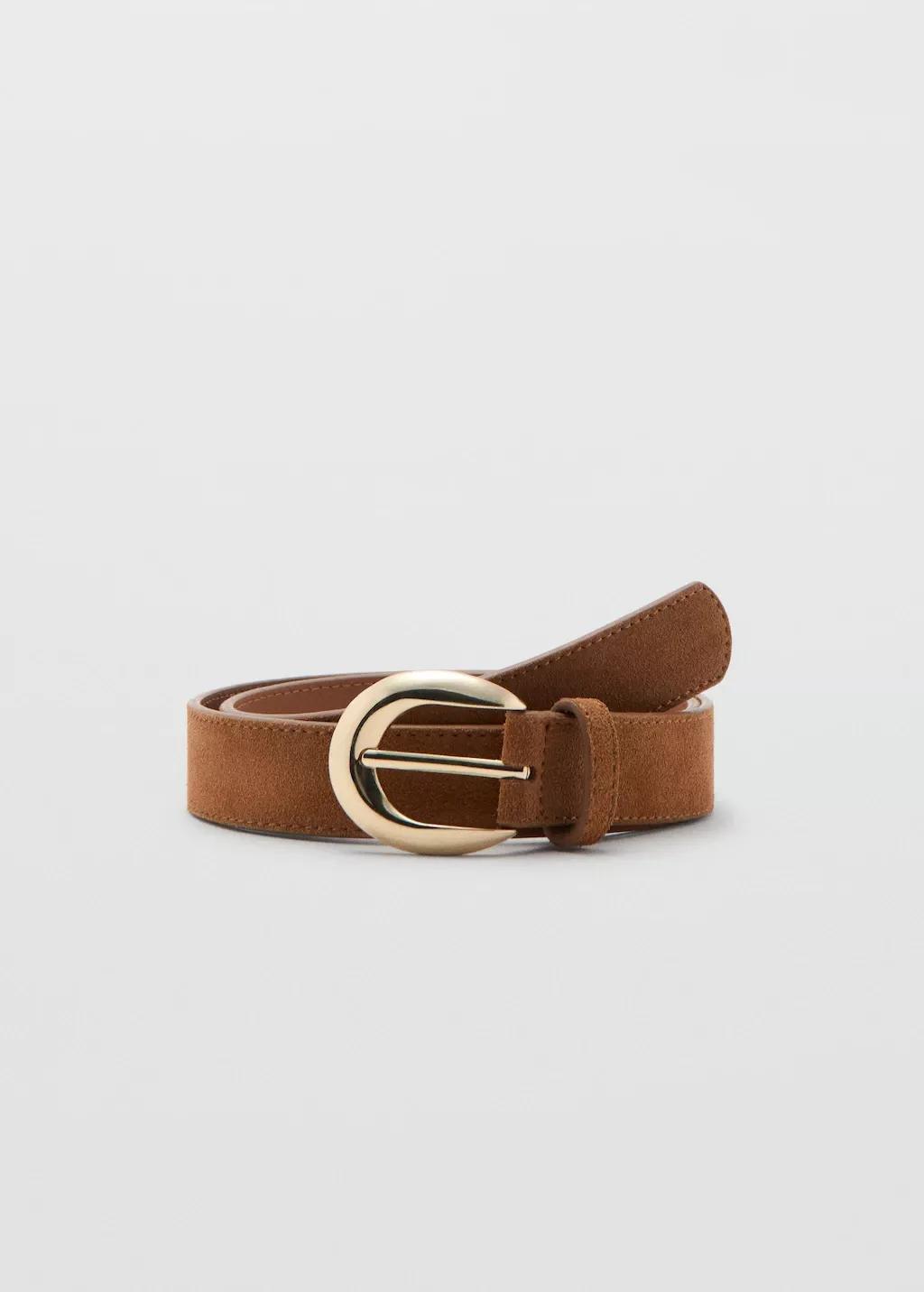 Brown Leather Belt With Oval Buckle, 0201_30, large image number 3