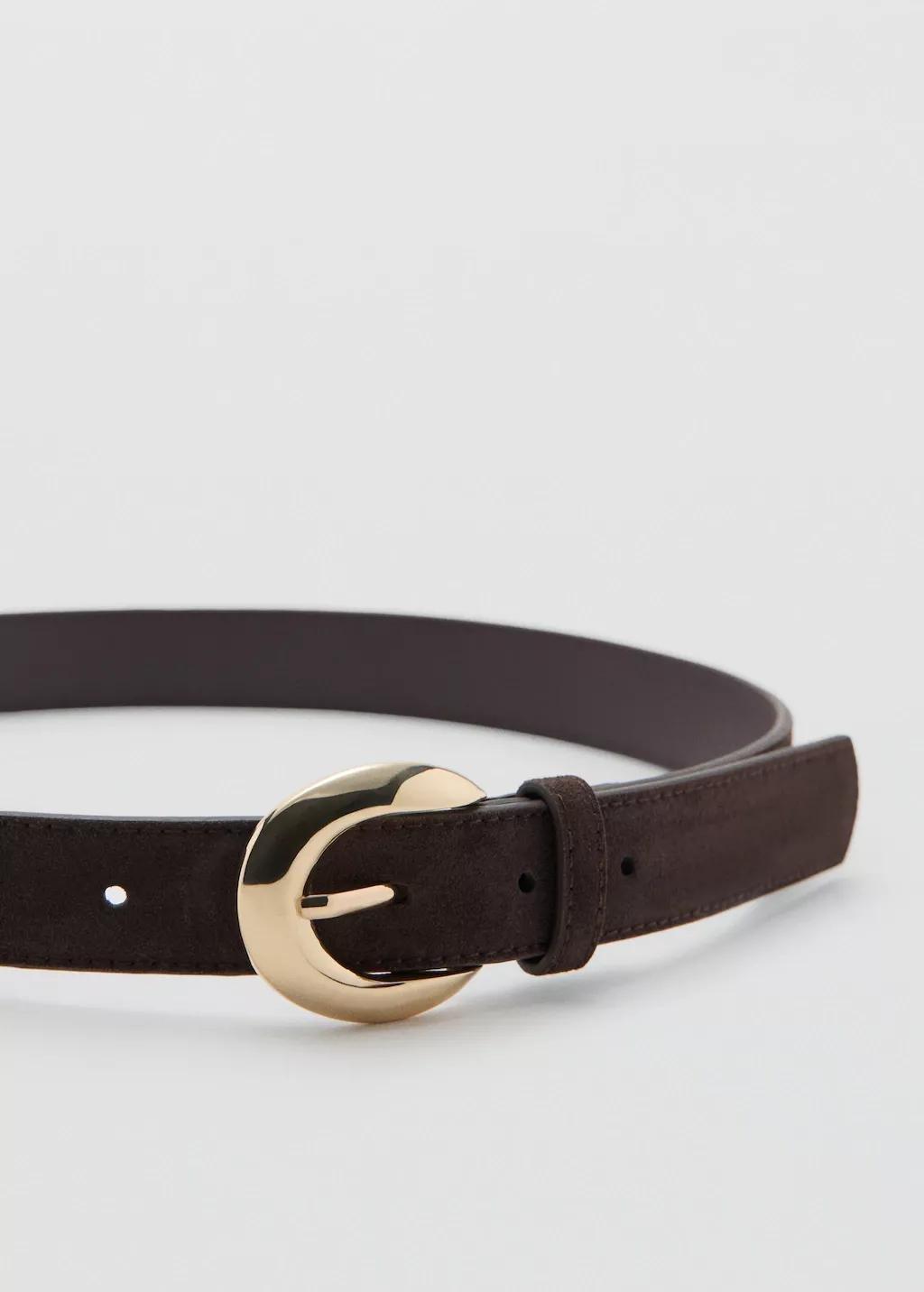 Brown Leather Belt With Oval Buckle, 0201_32, large image number 1