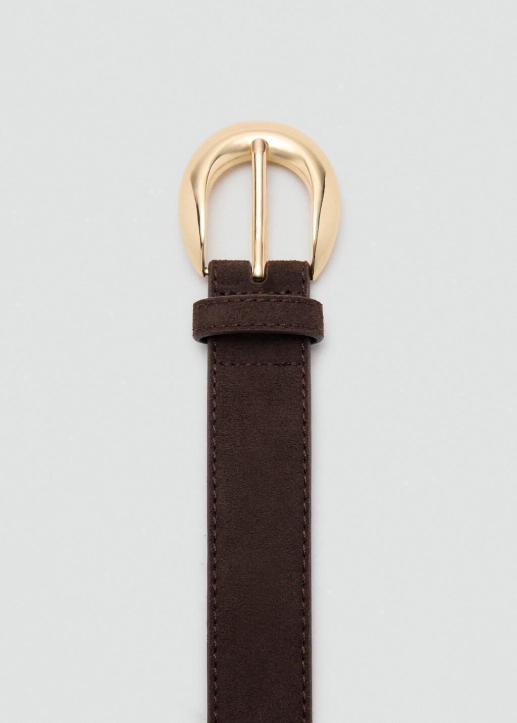 Brown Leather Belt With Oval Buckle, 0201_32, large image number 2