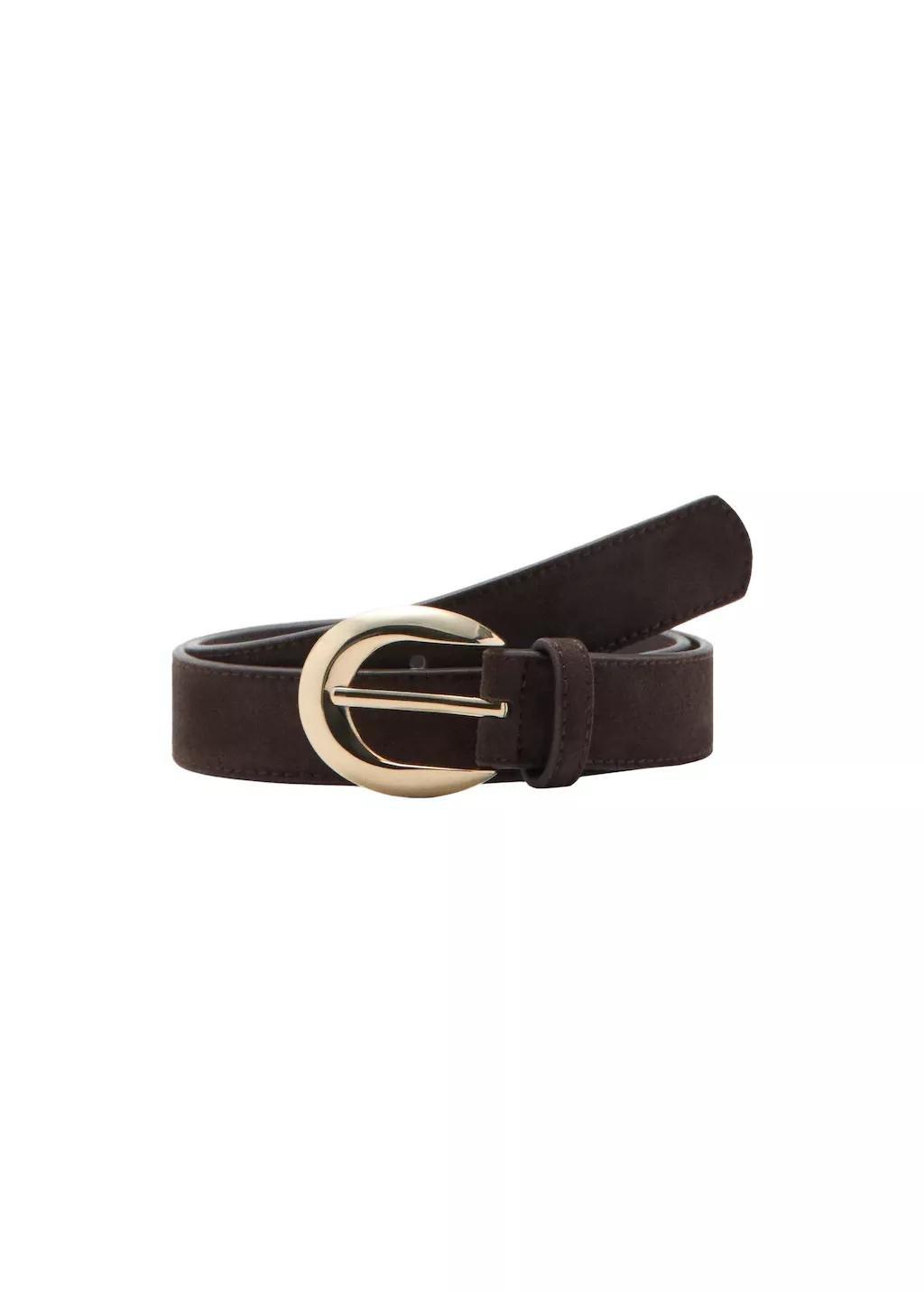 Brown Leather Belt With Oval Buckle, 0201_32, large image number 3