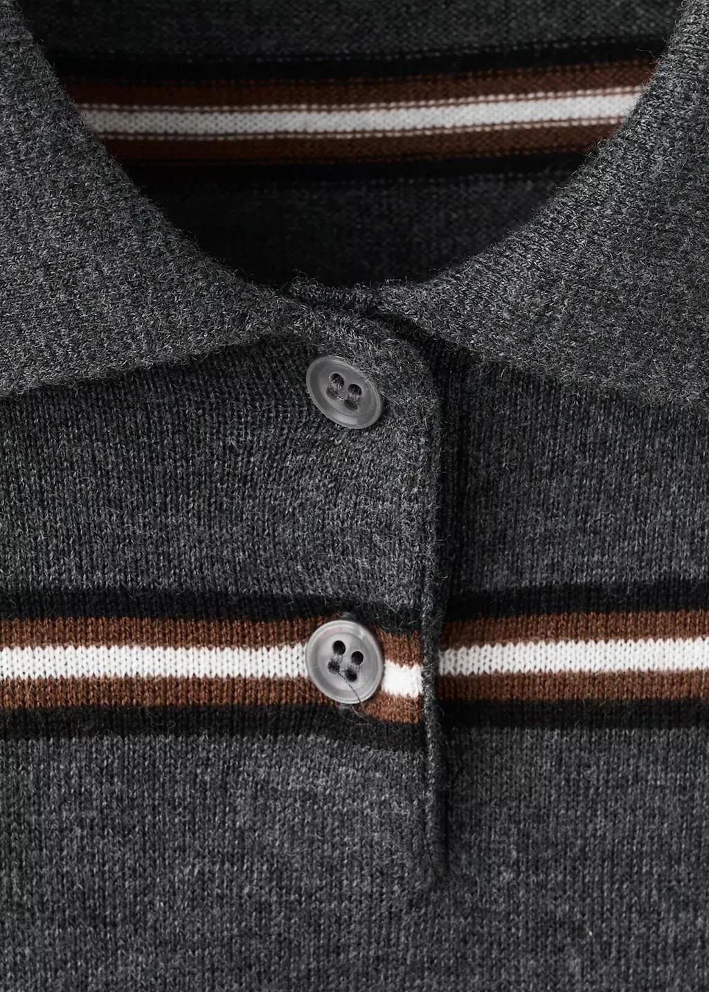 Grey Striped Polo-Neck Sweater, 0201_94, medium